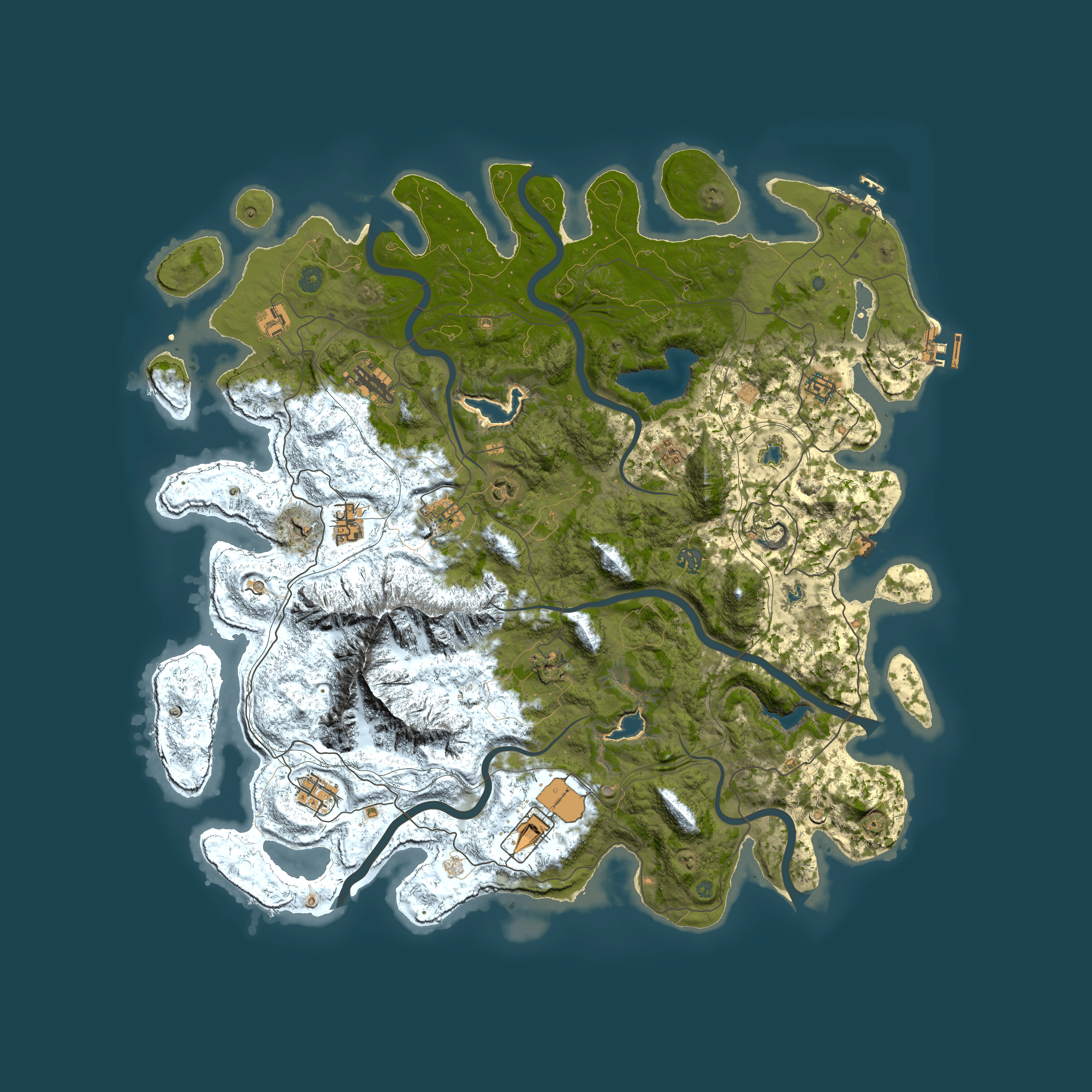 Full top-down render of Rust map seed 1592261392, 5000x5000m