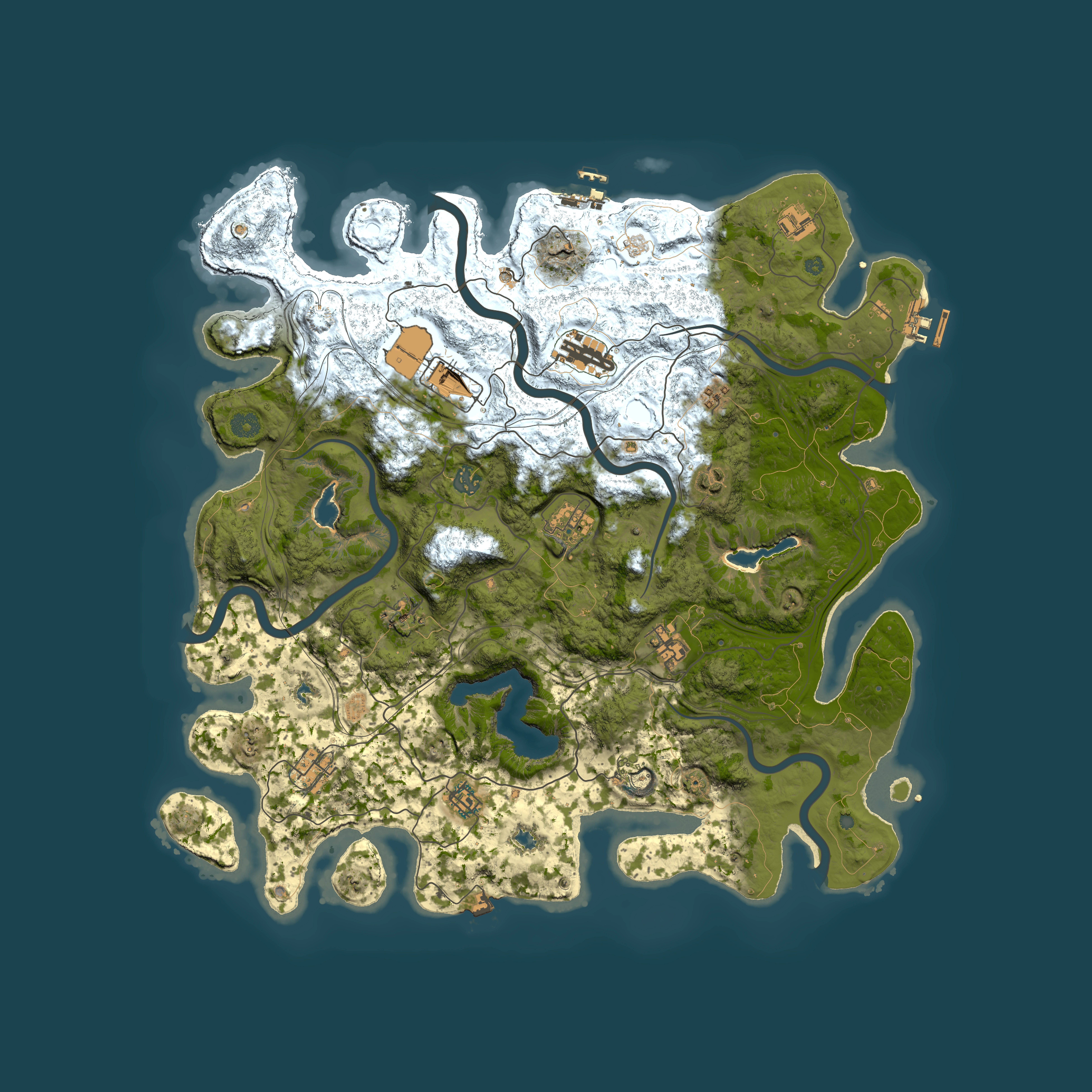 Full top-down render of Rust map seed 336103642, 4500x4500m