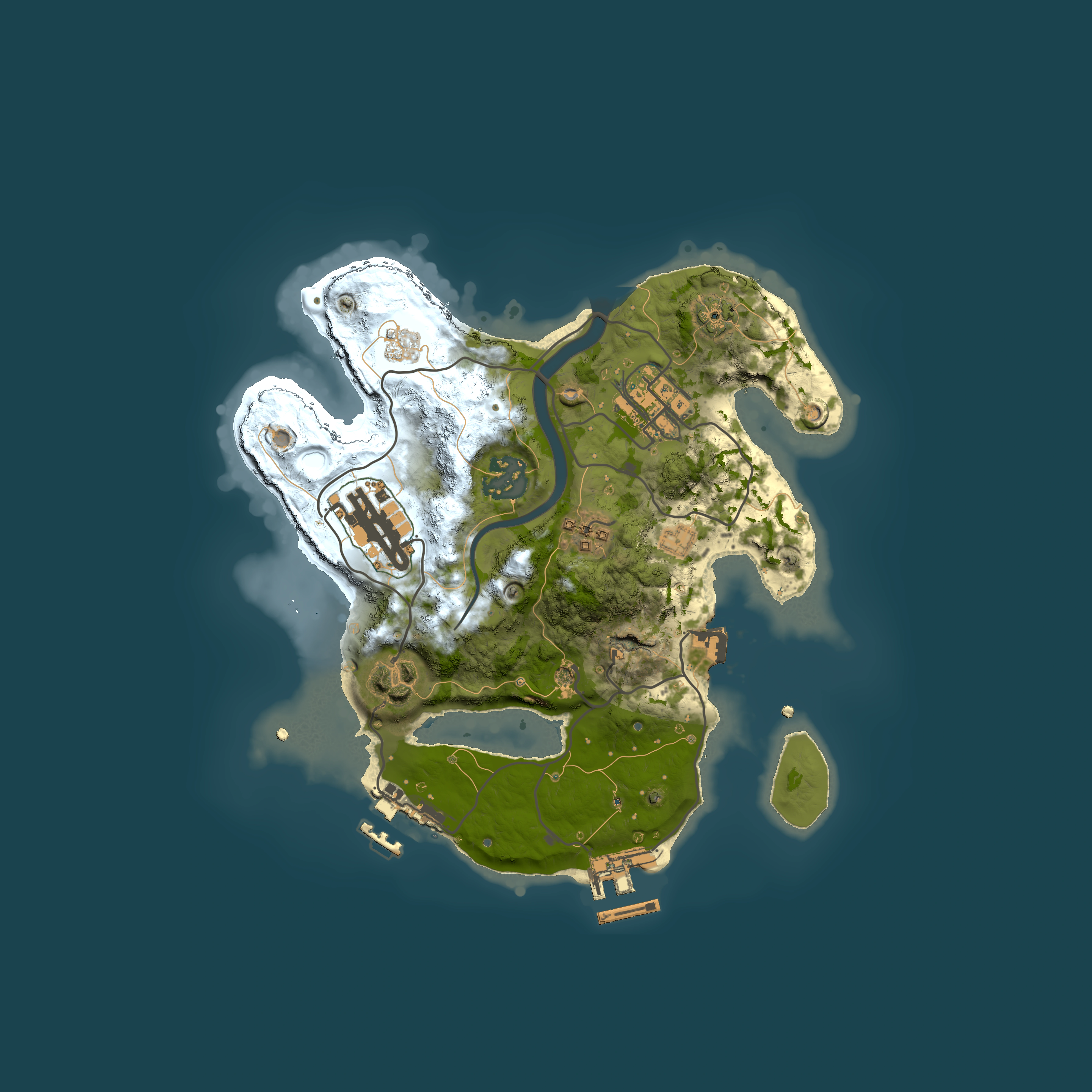 Full top-down render of Rust map seed 1040364259, 2500x2500m