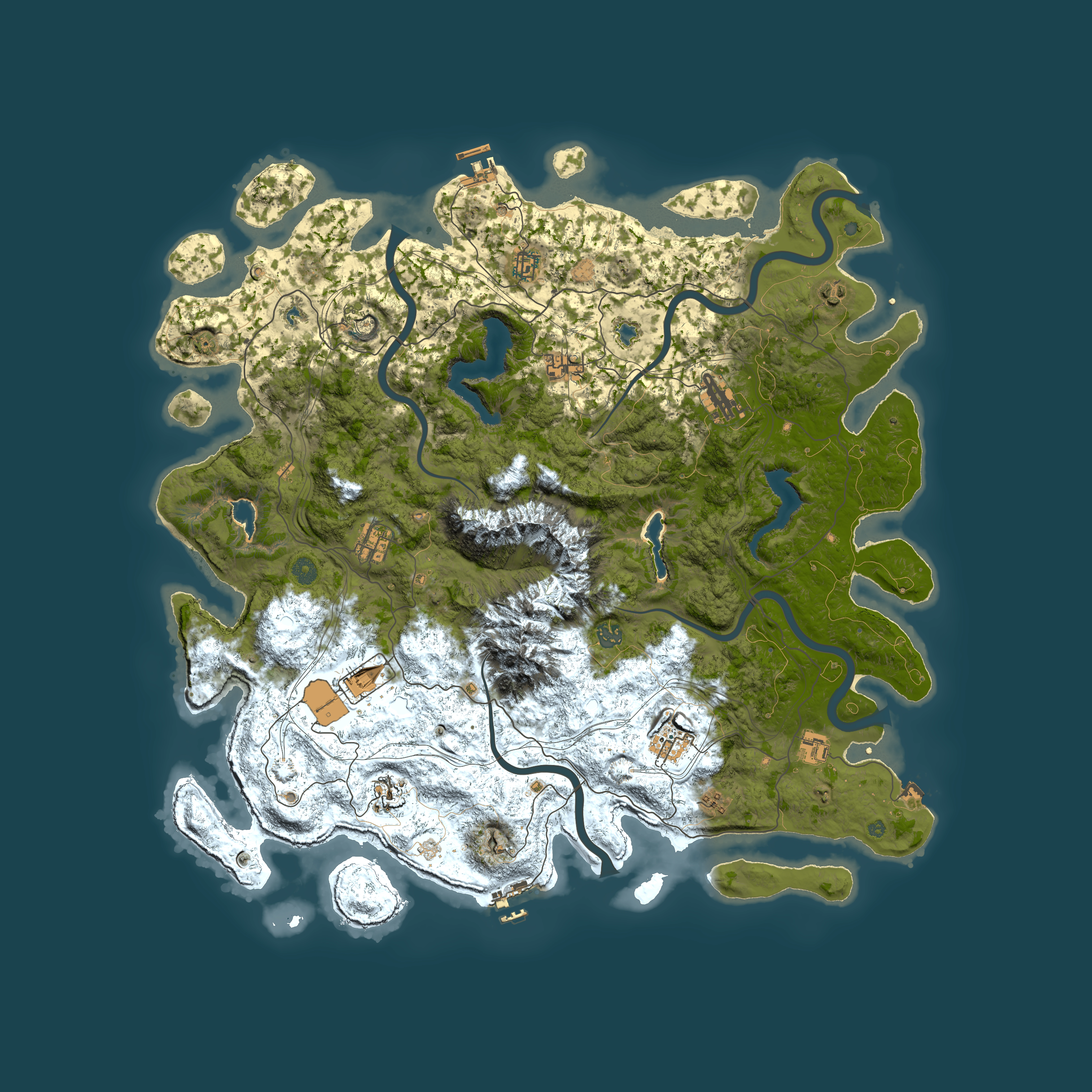 Full top-down render of Rust map seed 1431145274, 5000x5000m