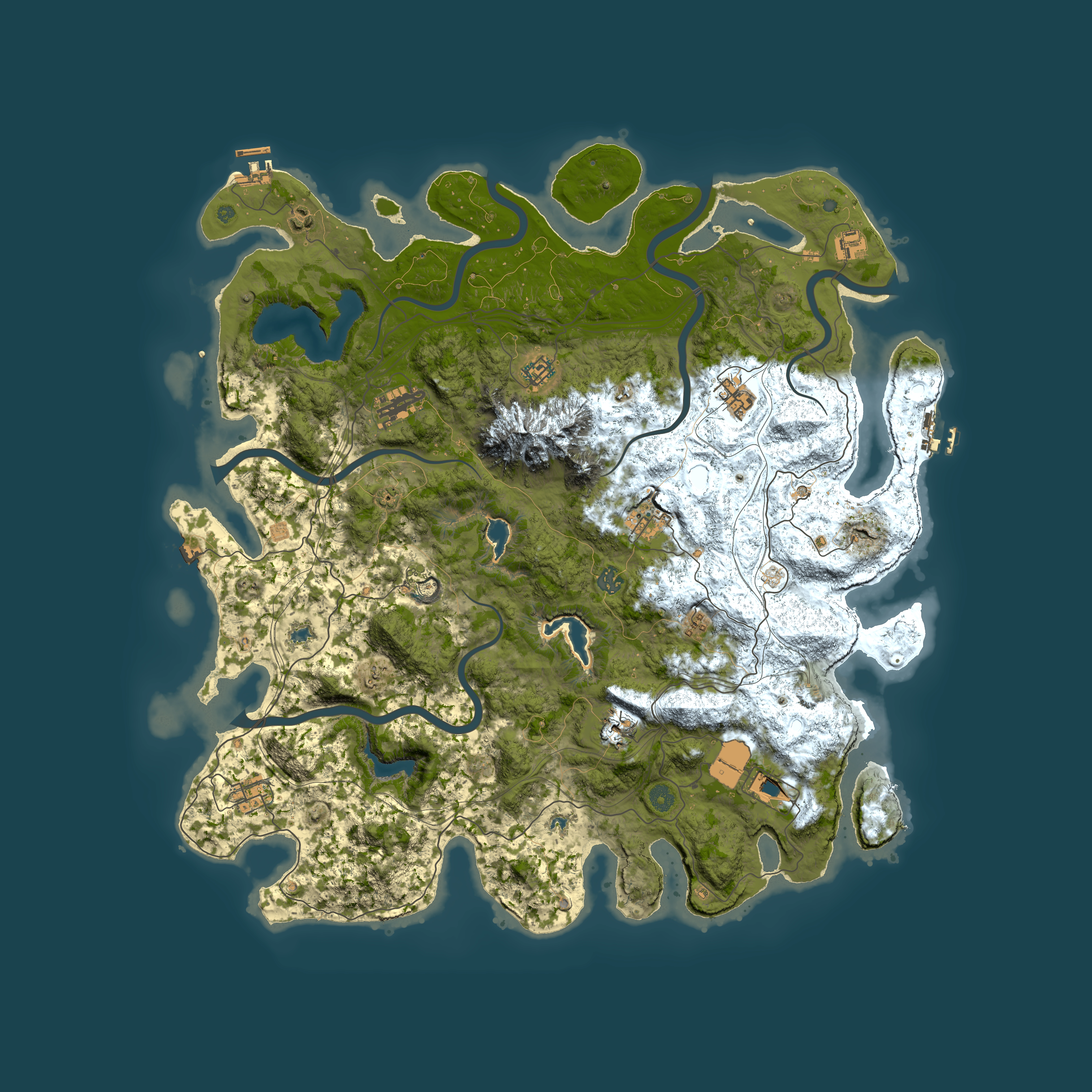 Full top-down render of Rust map seed 711402998, 5000x5000m