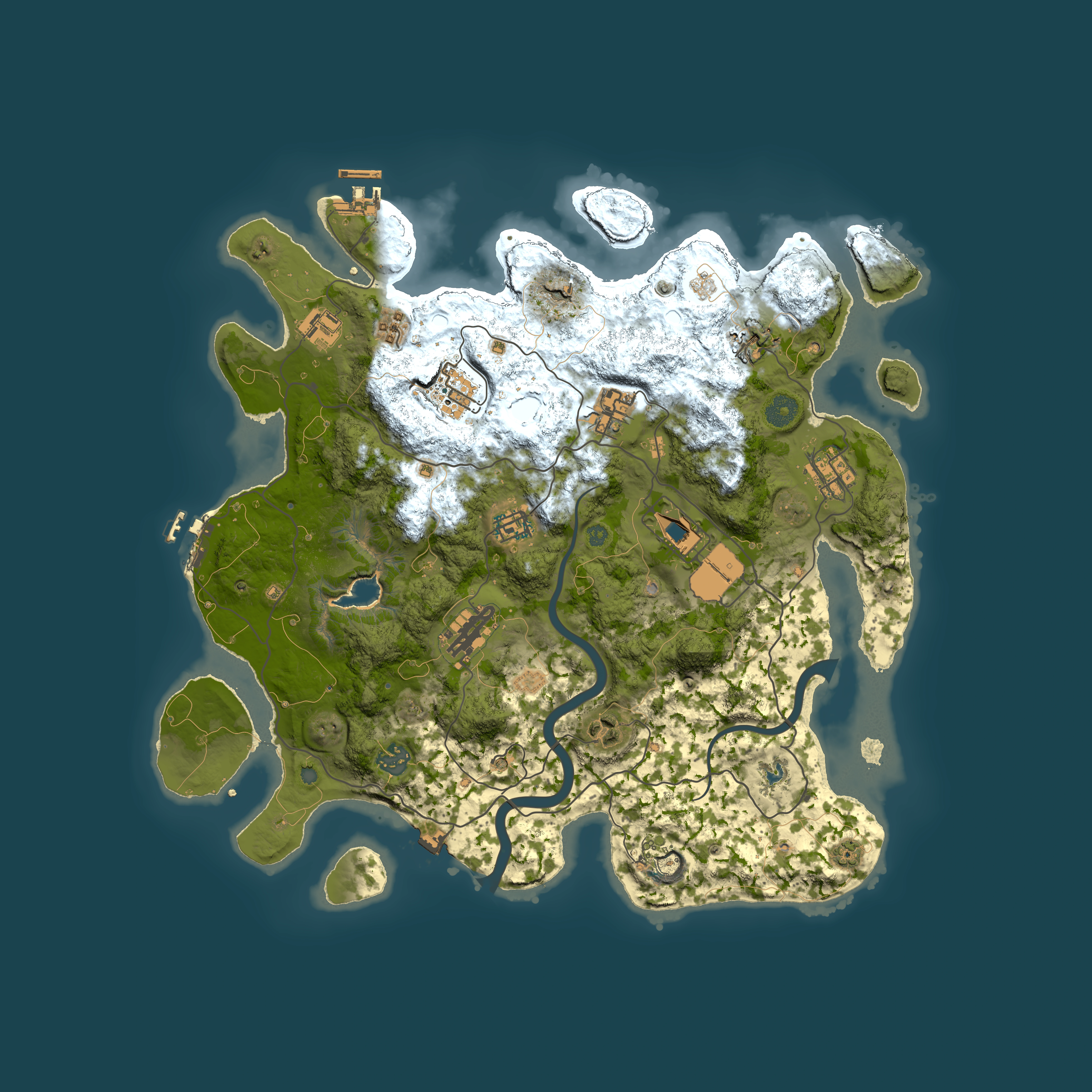 Full top-down render of Rust map seed 245050453, 4000x4000m