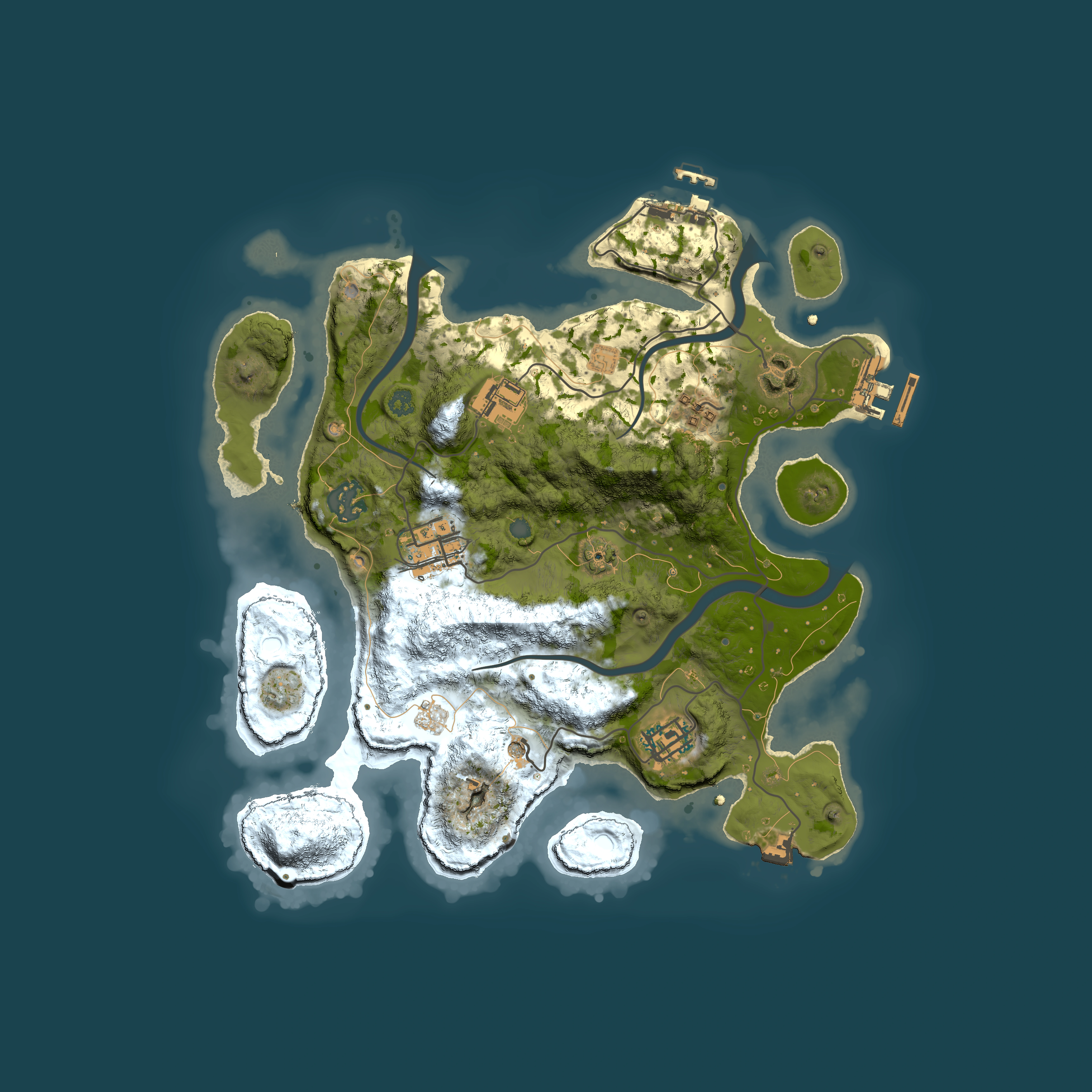 Full top-down render of Rust map seed 439450721, 3000x3000m