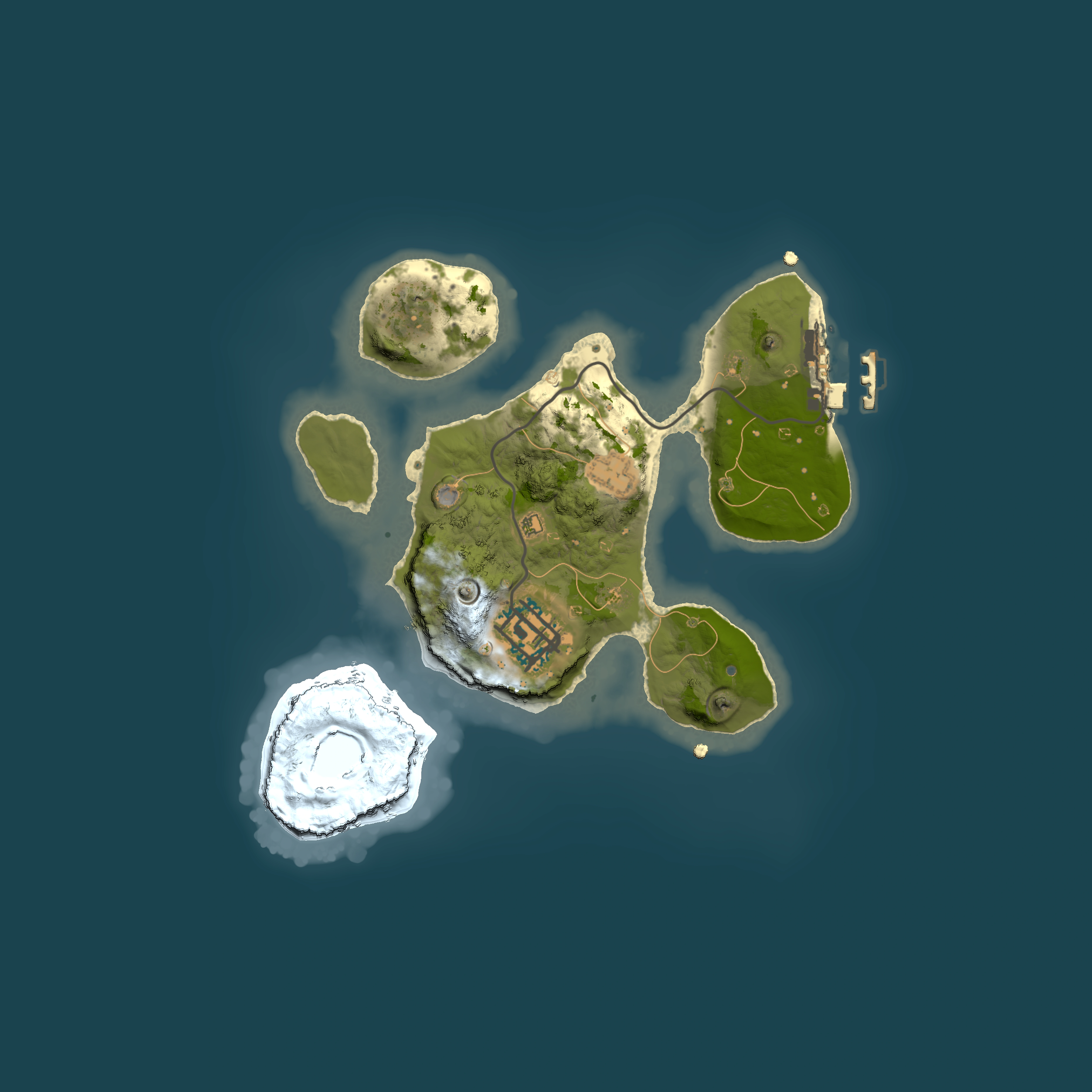 Full top-down render of Rust map seed 90070412, 2000x2000m