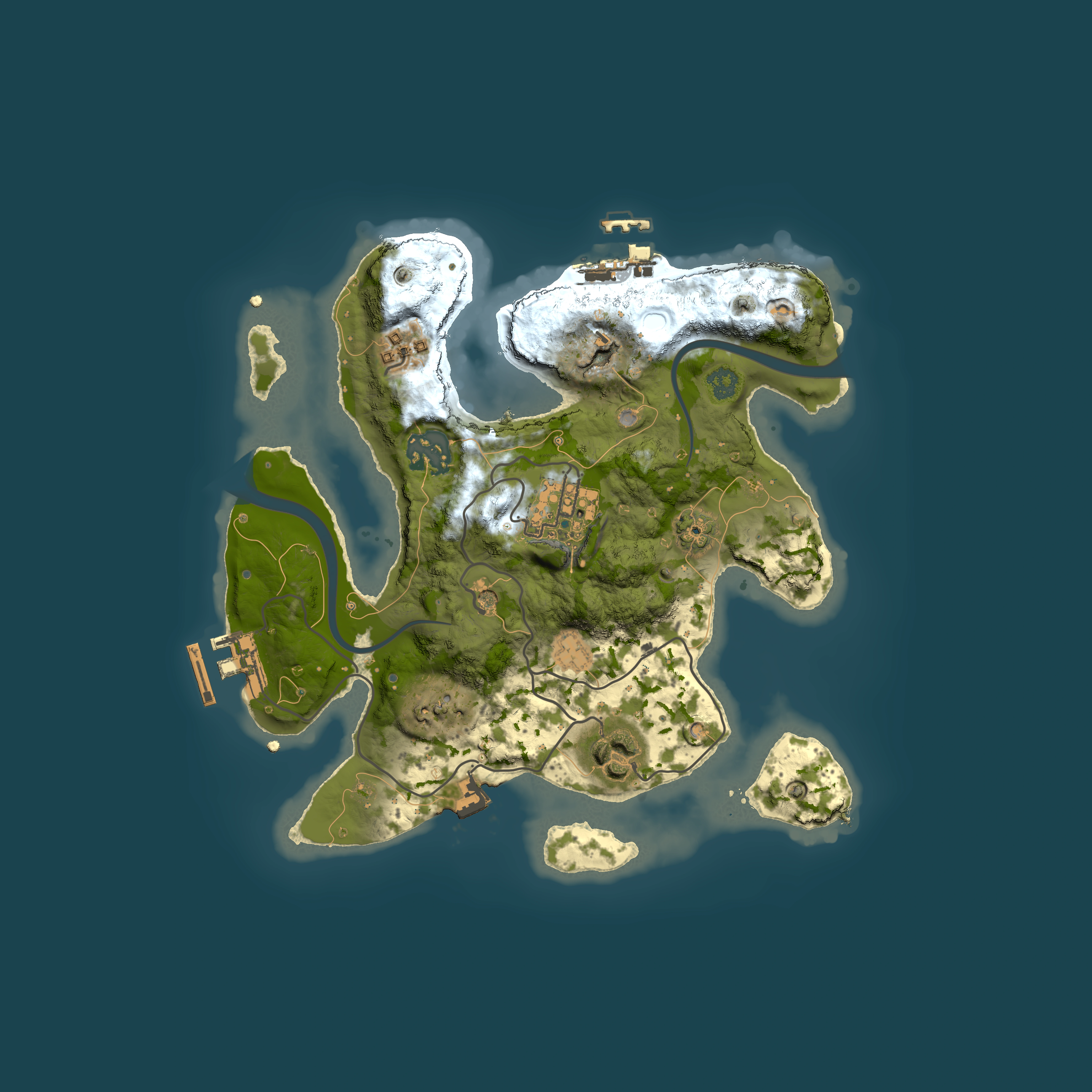 Full top-down render of Rust map seed 275821, 2500x2500m