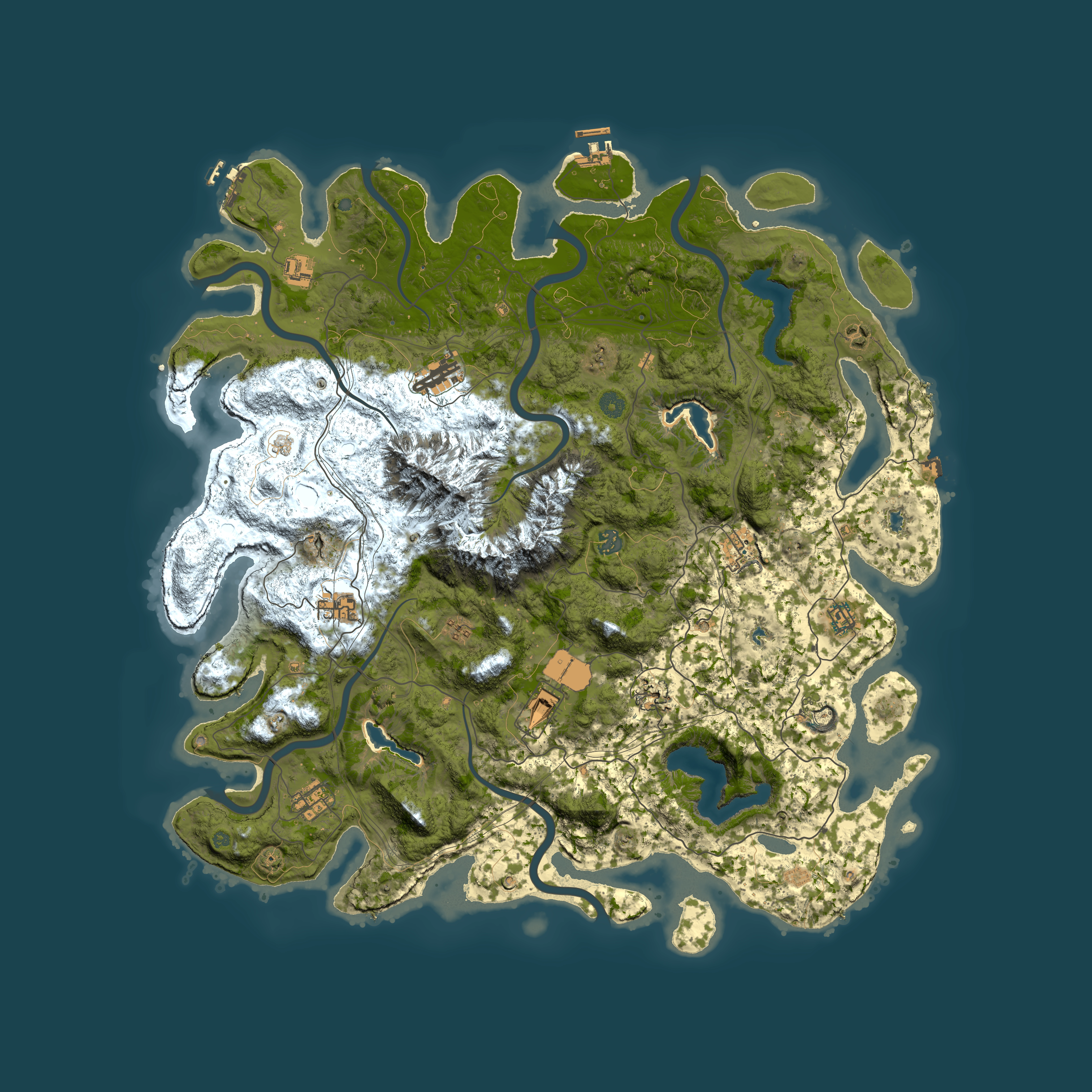 Full top-down render of Rust map seed 1955369292, 5000x5000m