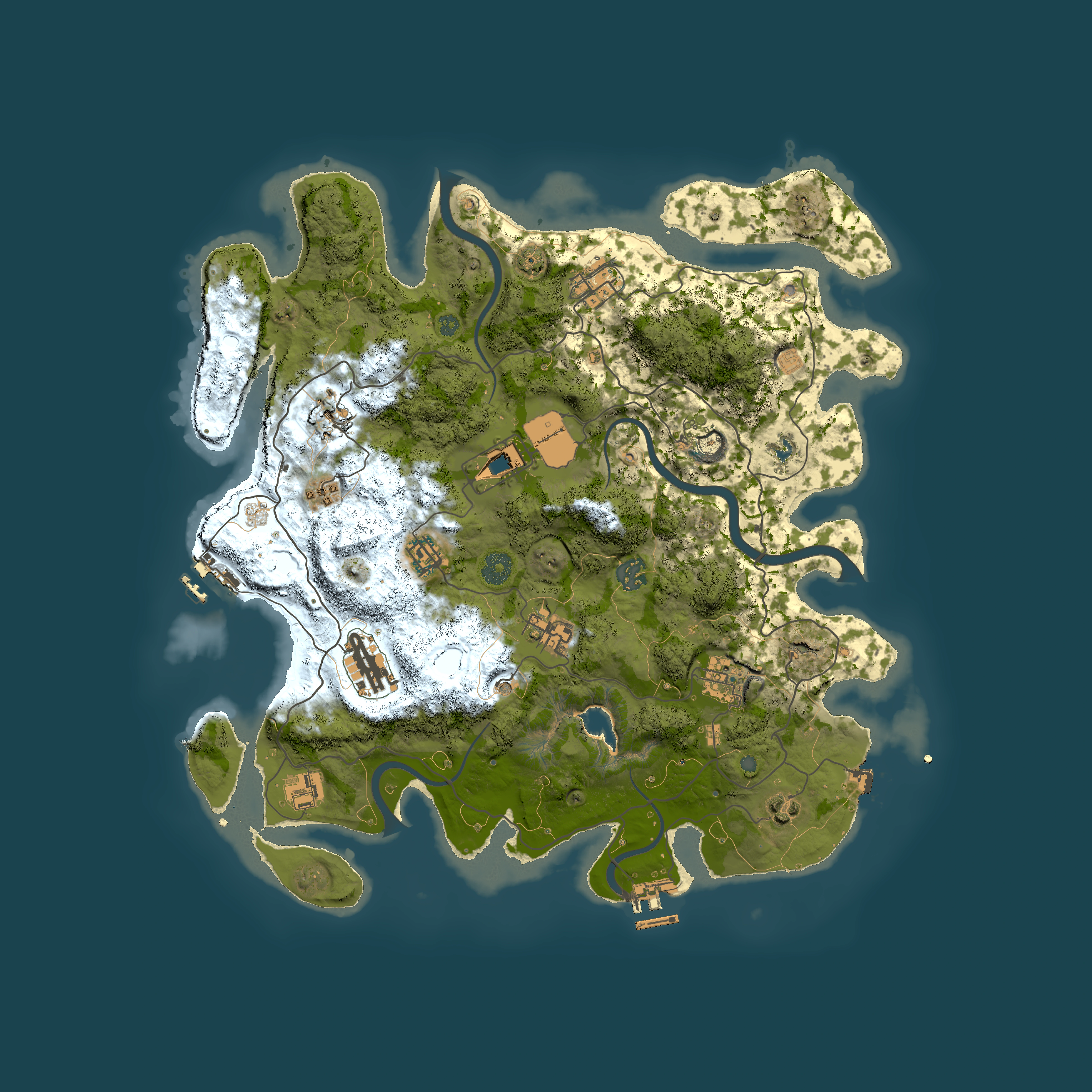 Full top-down render of Rust map seed 658634316, 4000x4000m