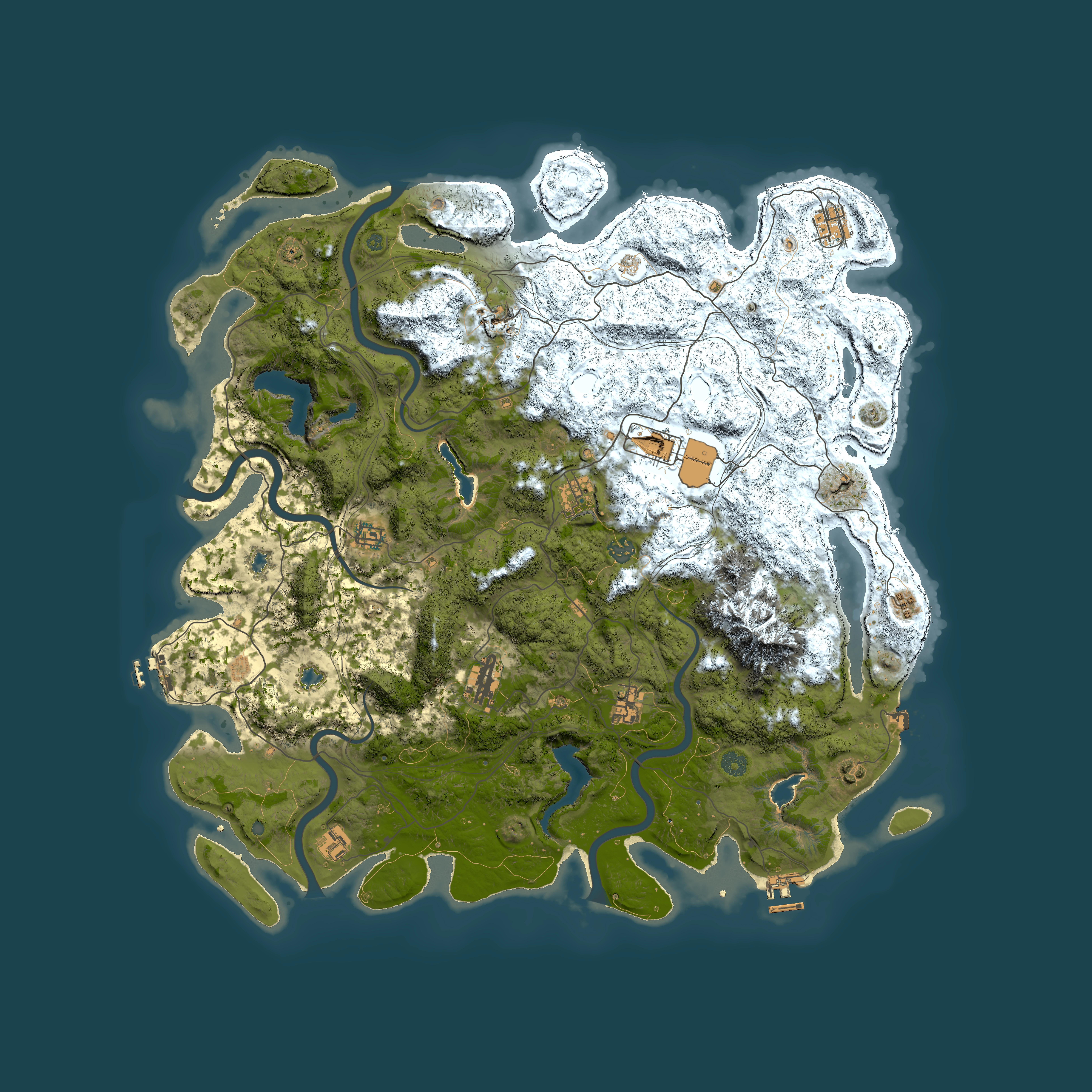 Full top-down render of Rust map seed 1327599684, 5000x5000m
