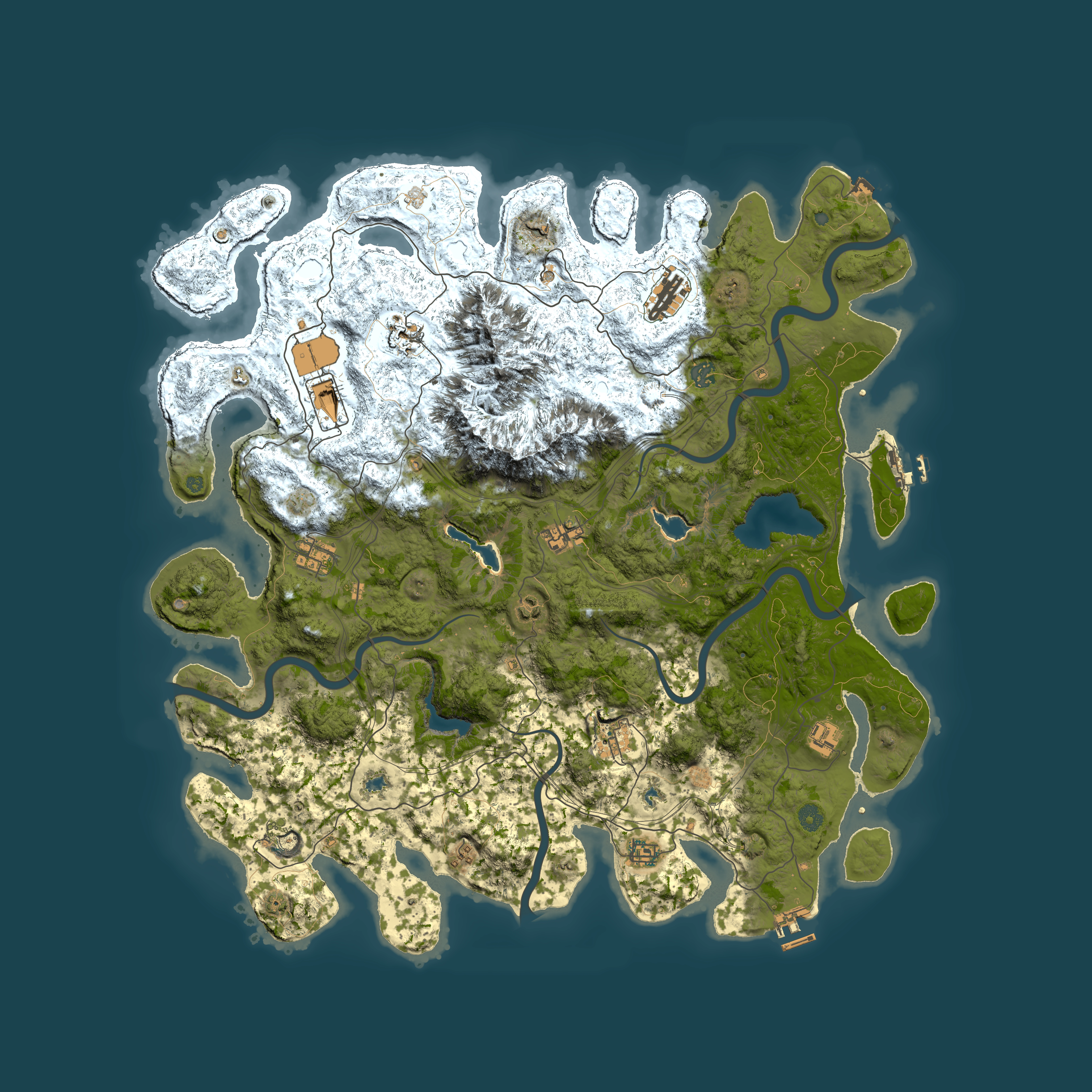 Full top-down render of Rust map seed 2068328432, 5000x5000m