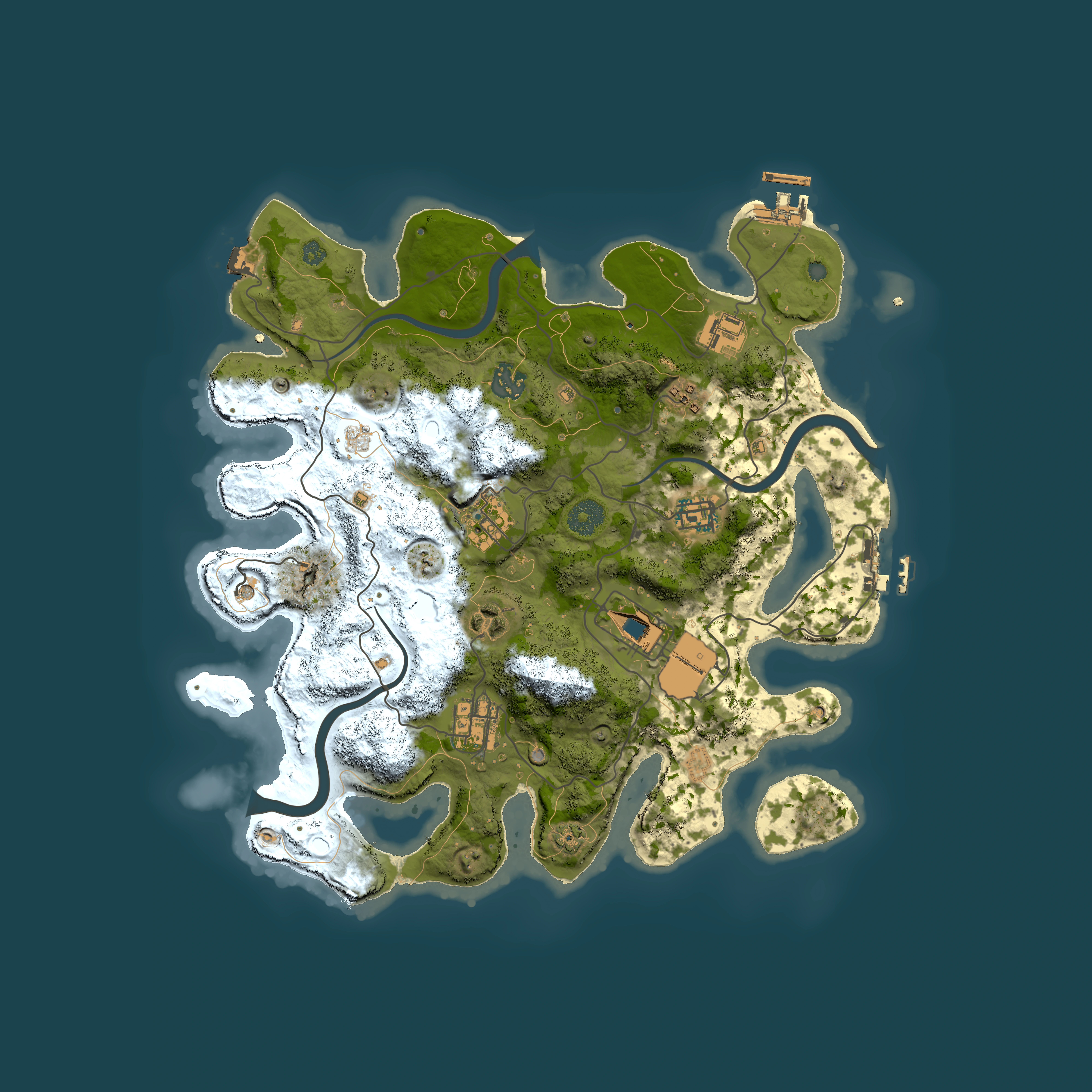 Full top-down render of Rust map seed 600541421, 3500x3500m