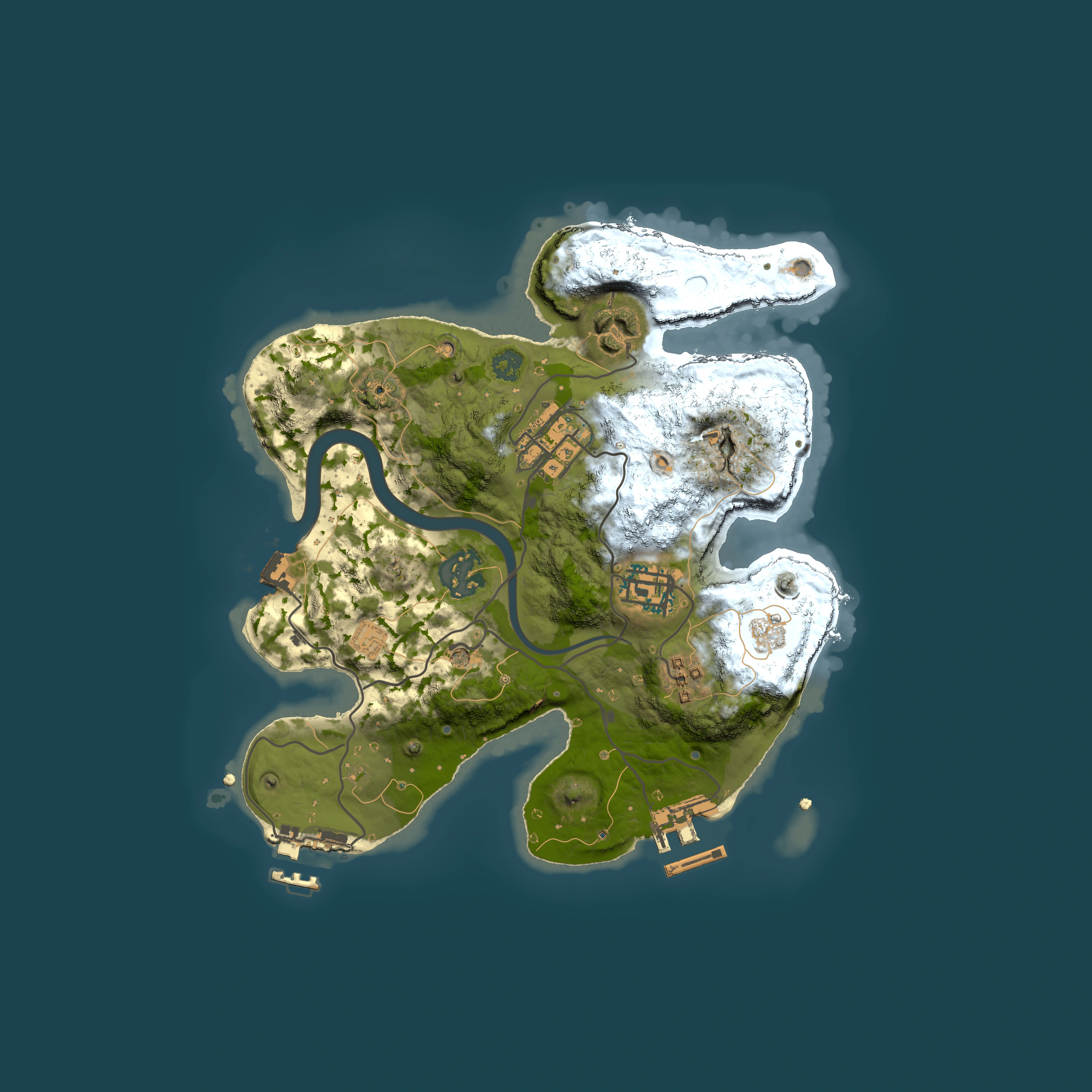Full top-down render of Rust map seed 1561045110, 2500x2500m