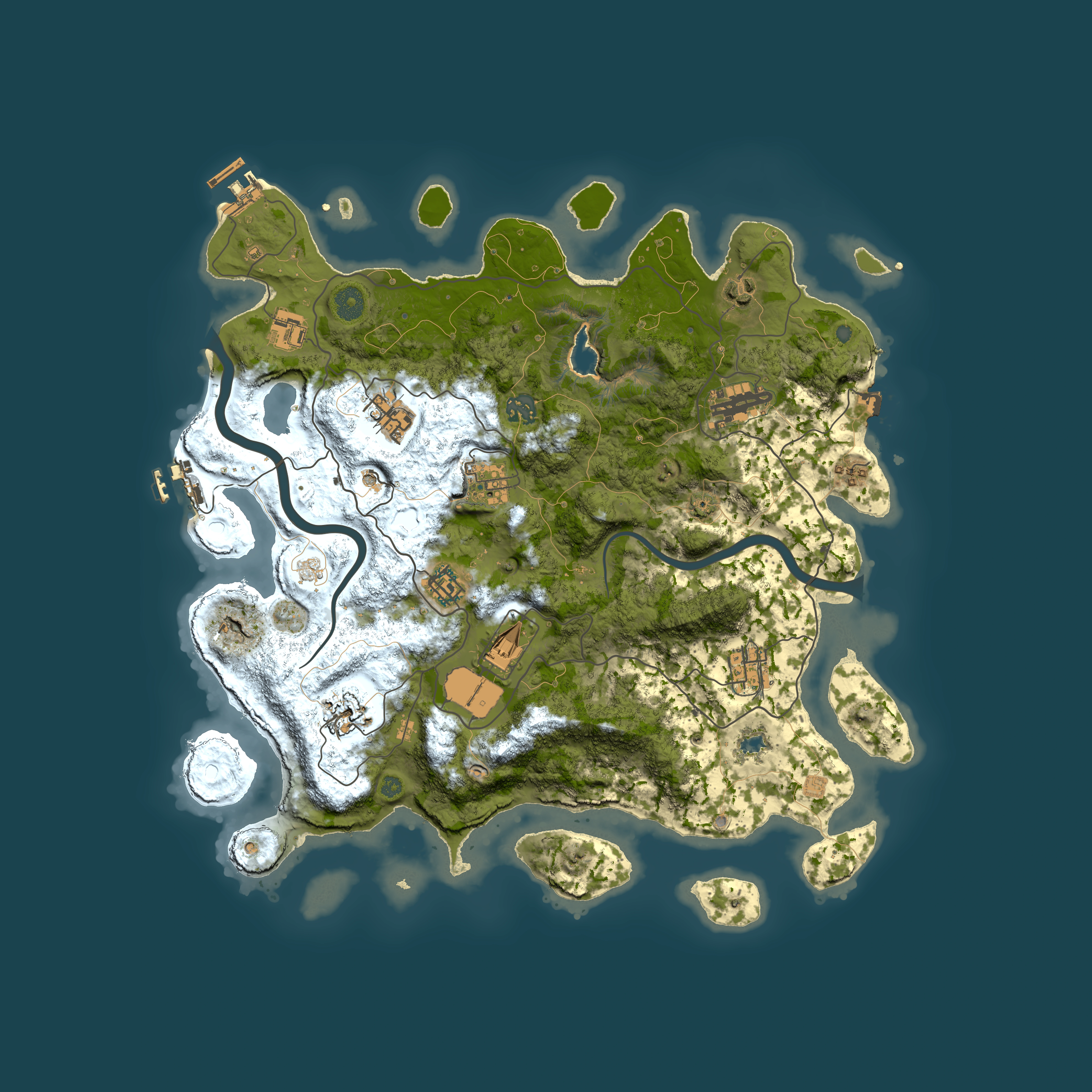 Full top-down render of Rust map seed 463438913, 4000x4000m