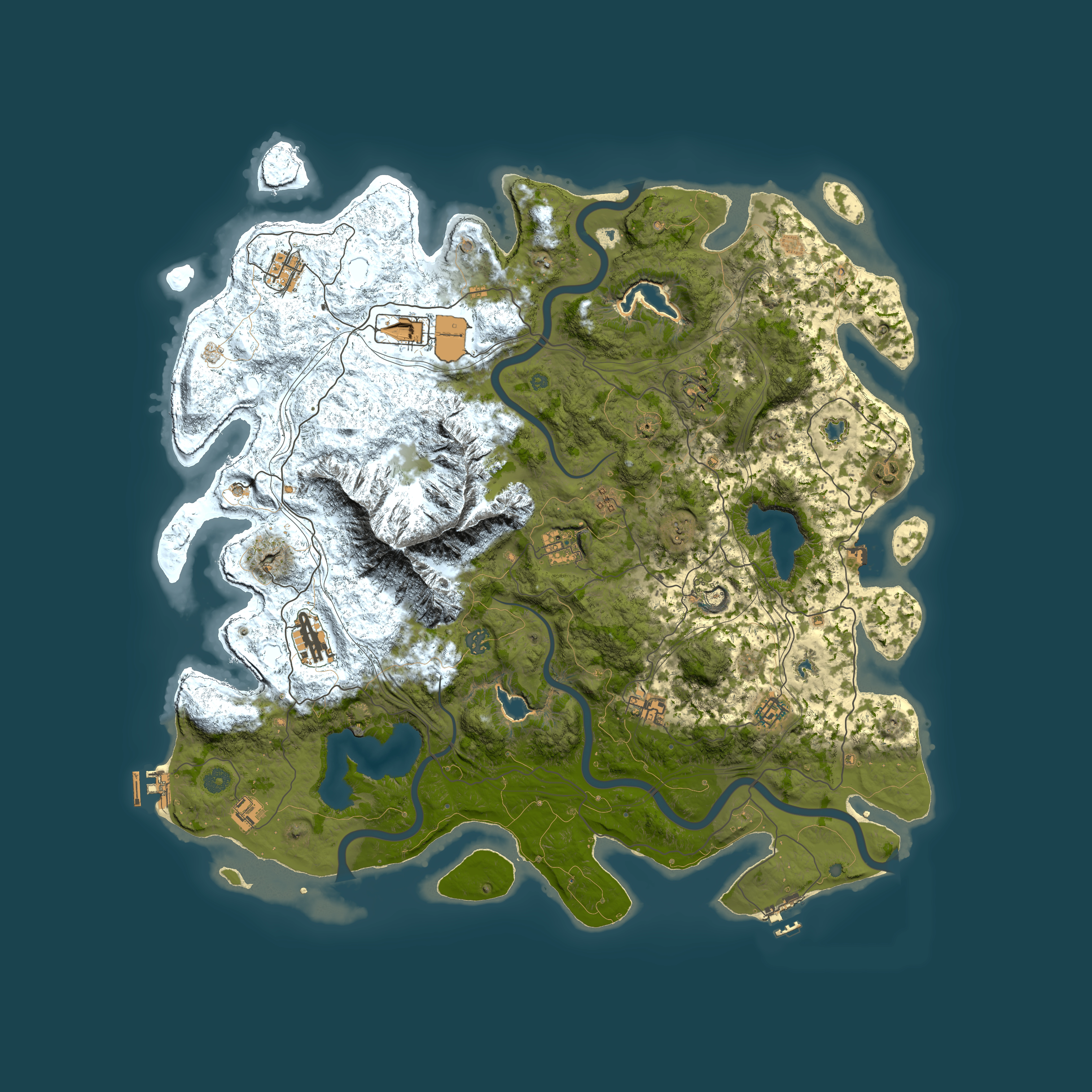 Full top-down render of Rust map seed 1721666672, 5000x5000m