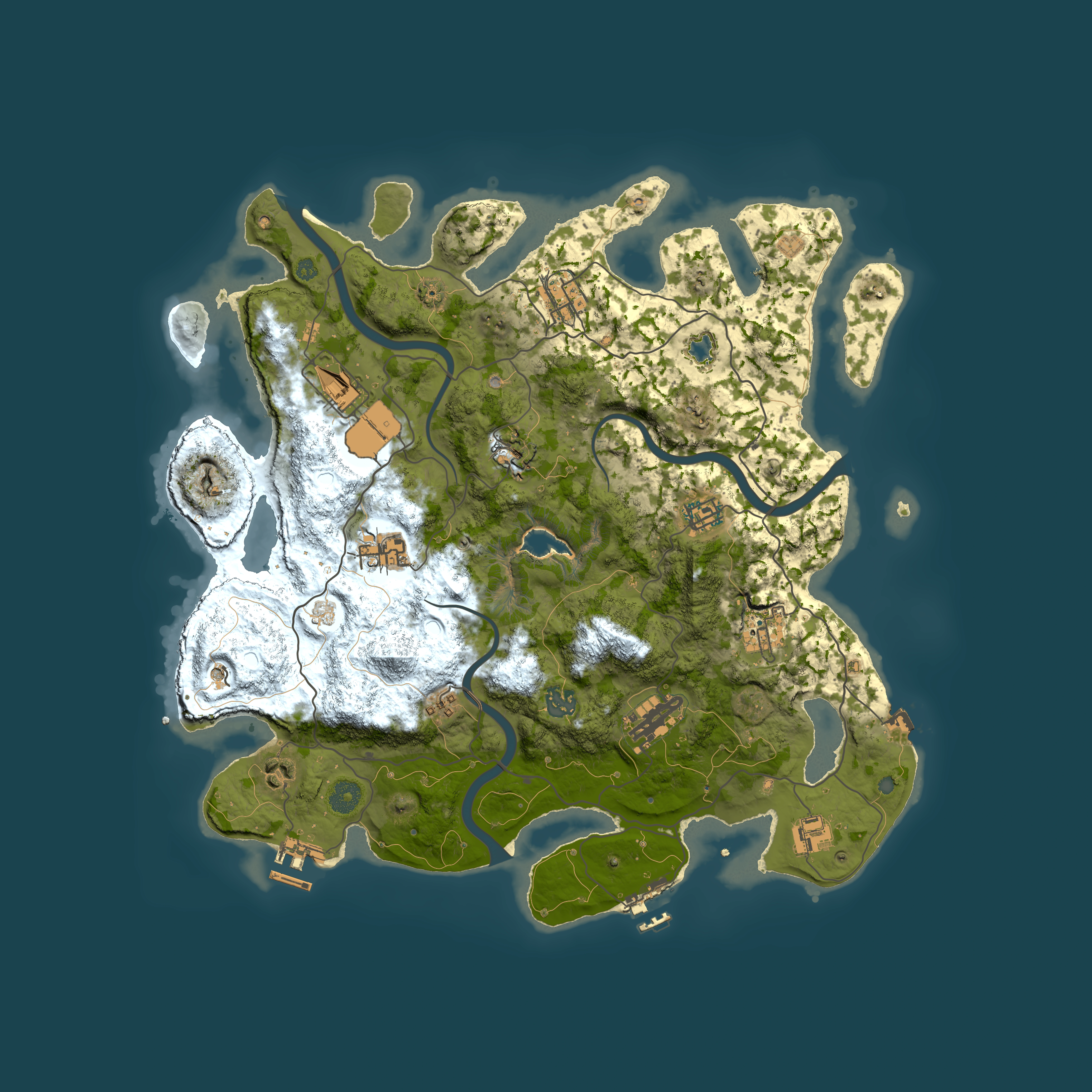 Full top-down render of Rust map seed 375498432, 4000x4000m