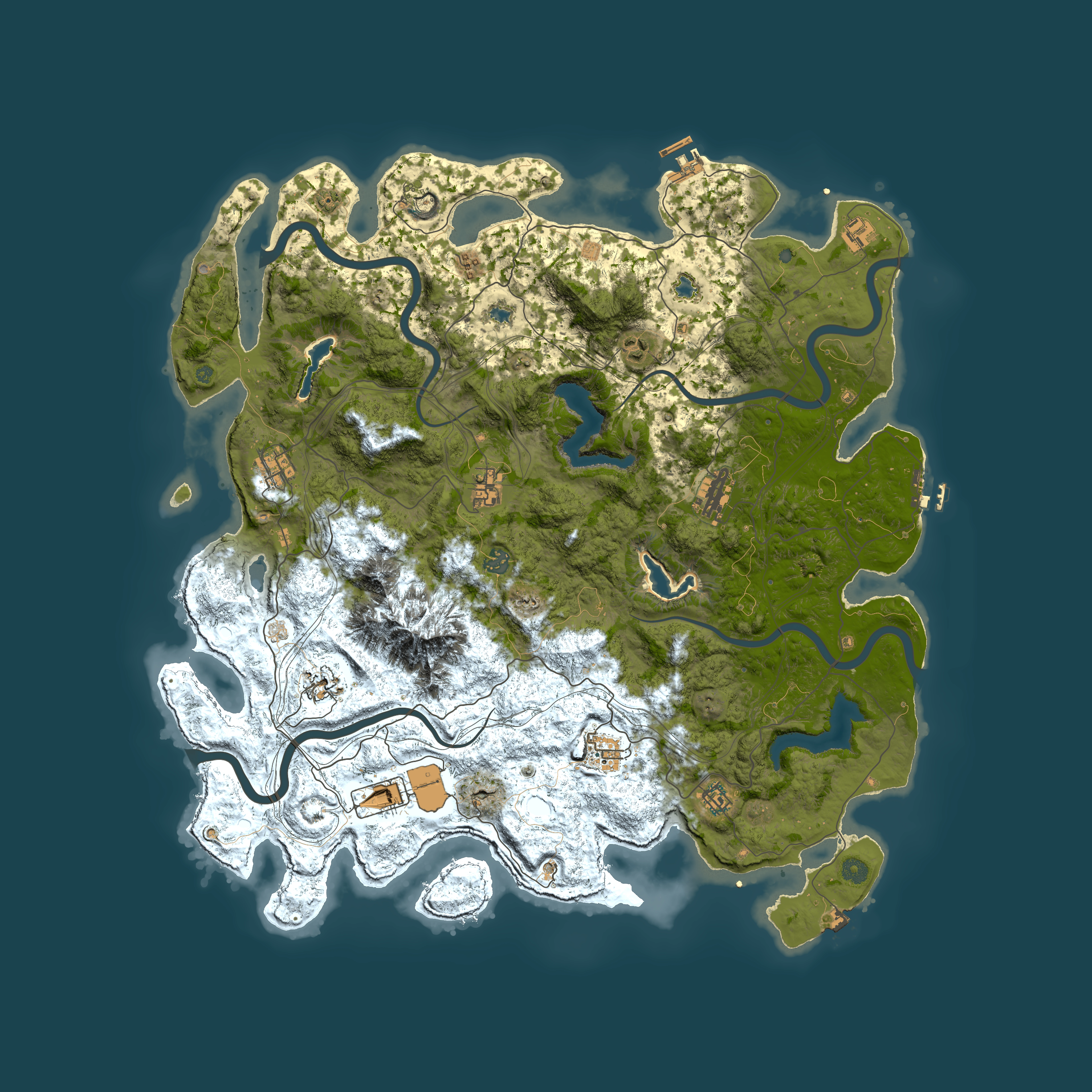 Full top-down render of Rust map seed 1391789532, 5000x5000m