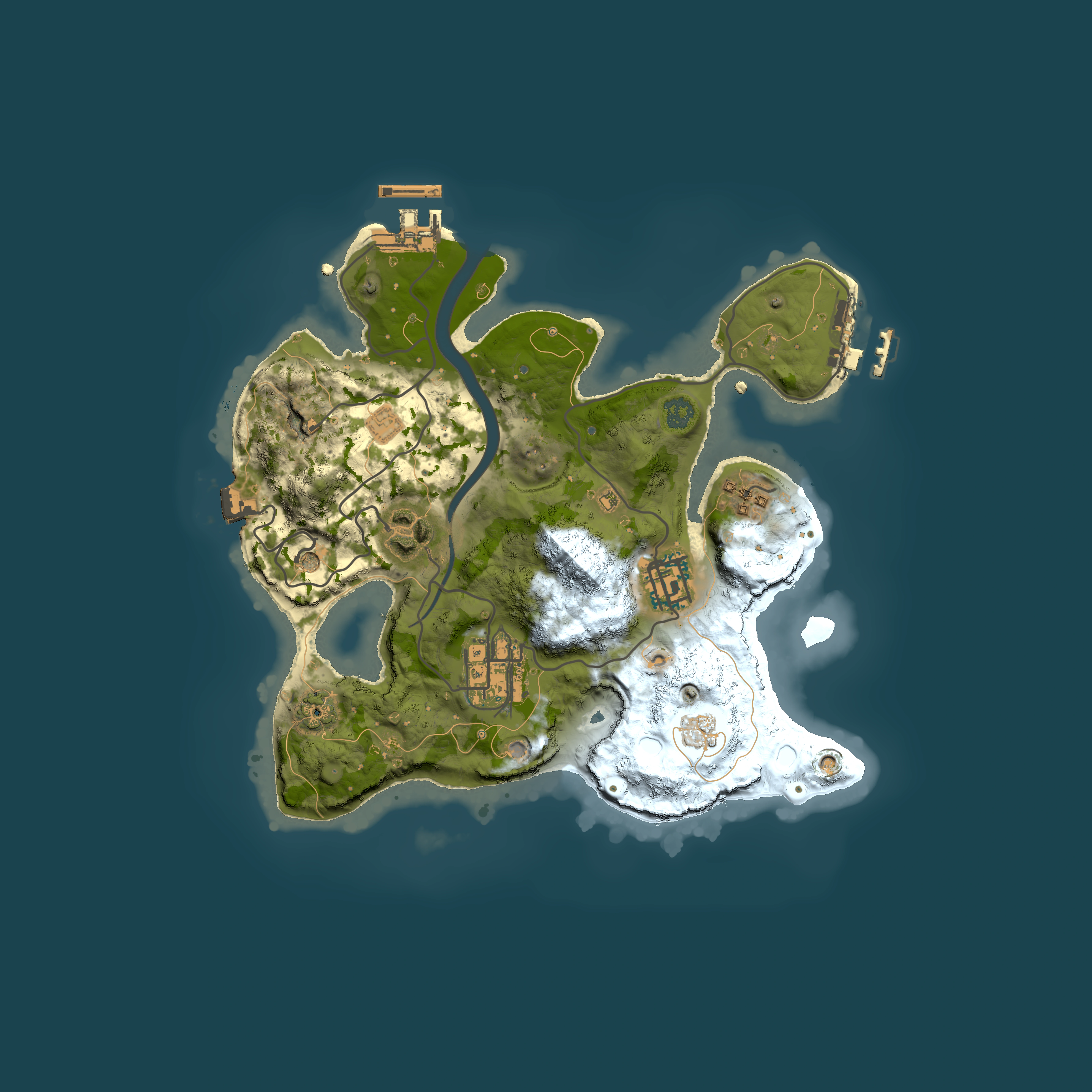 Full top-down render of Rust map seed 1901230200, 2500x2500m