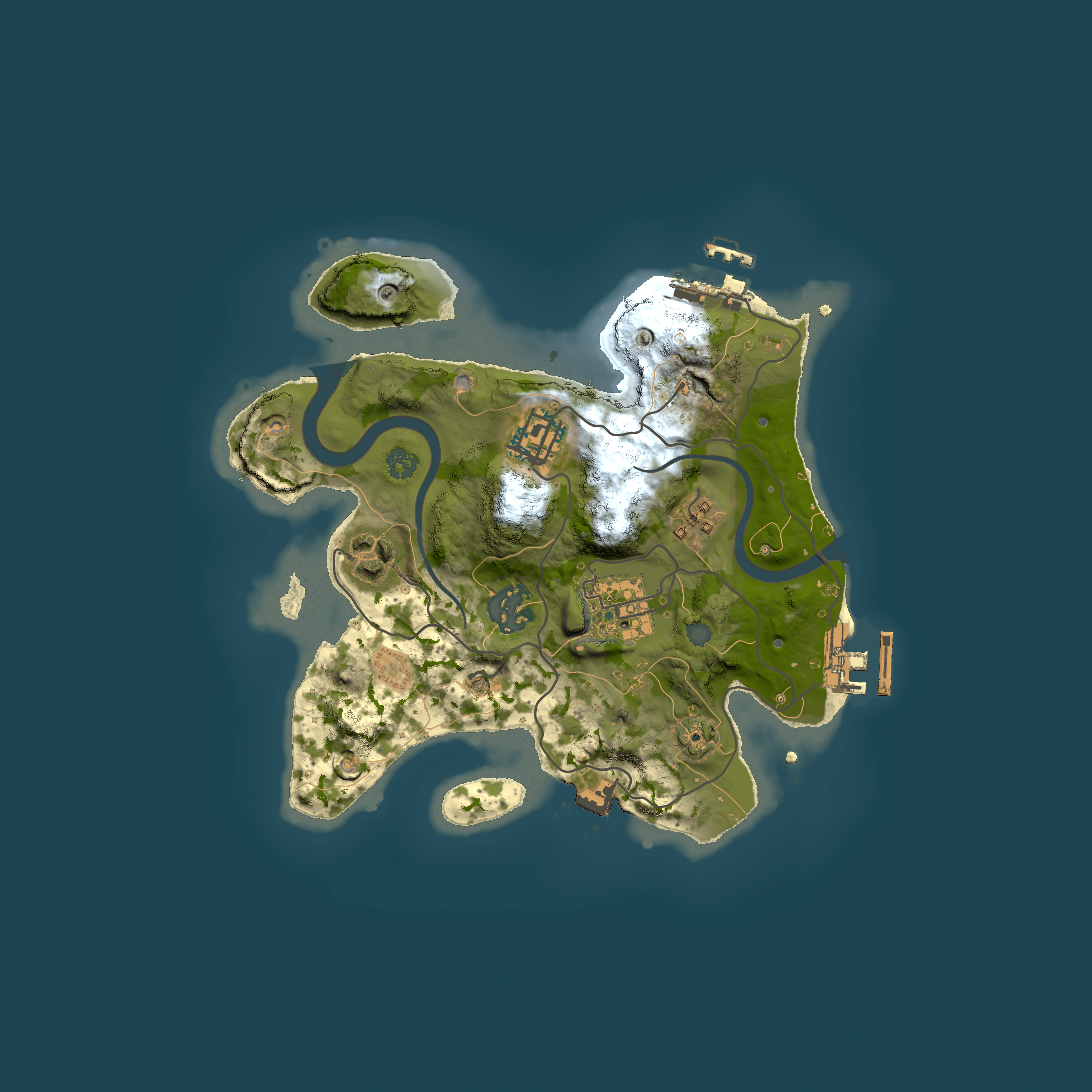 Full top-down render of Rust map seed 2036325183, 2500x2500m