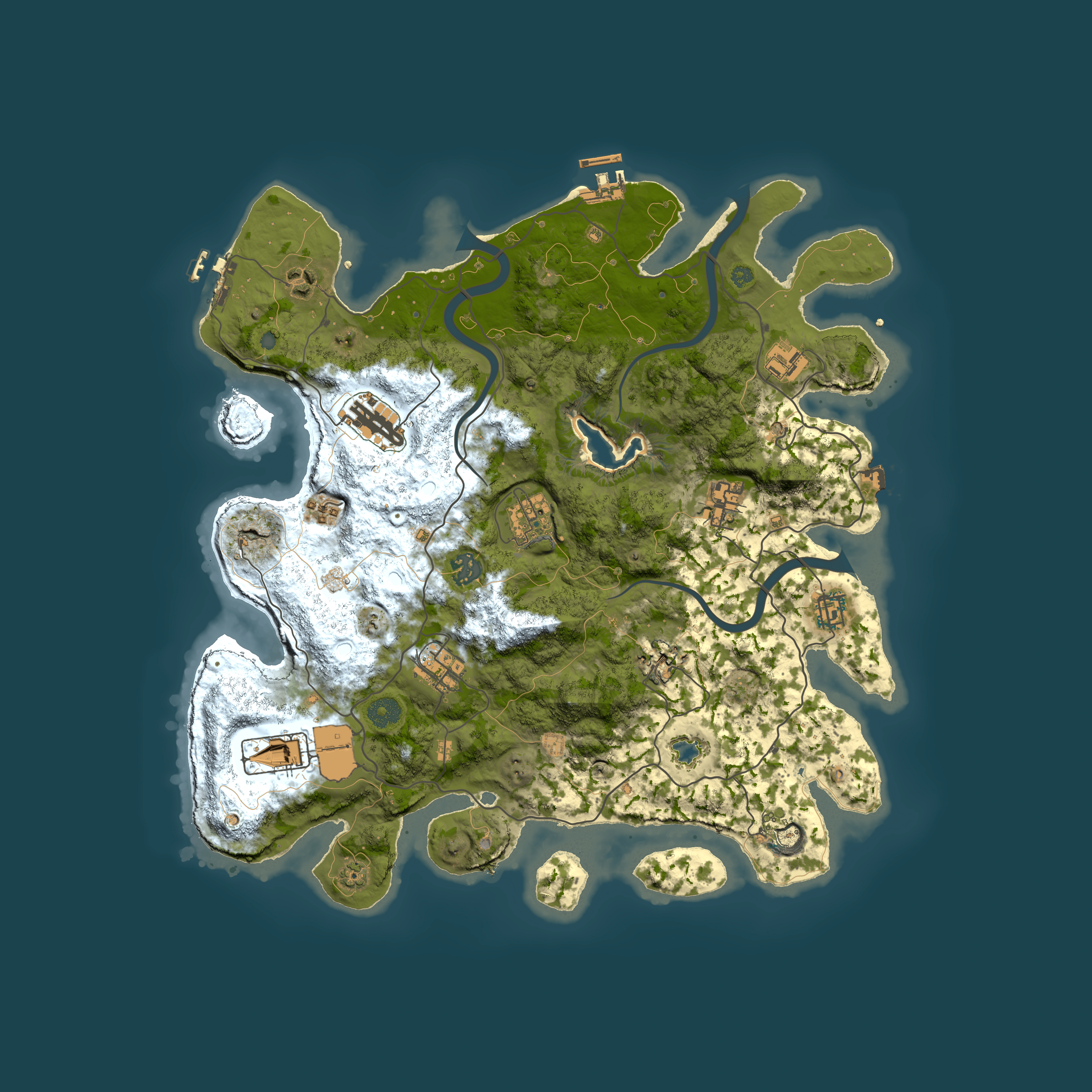 Full top-down render of Rust map seed 700205695, 4000x4000m