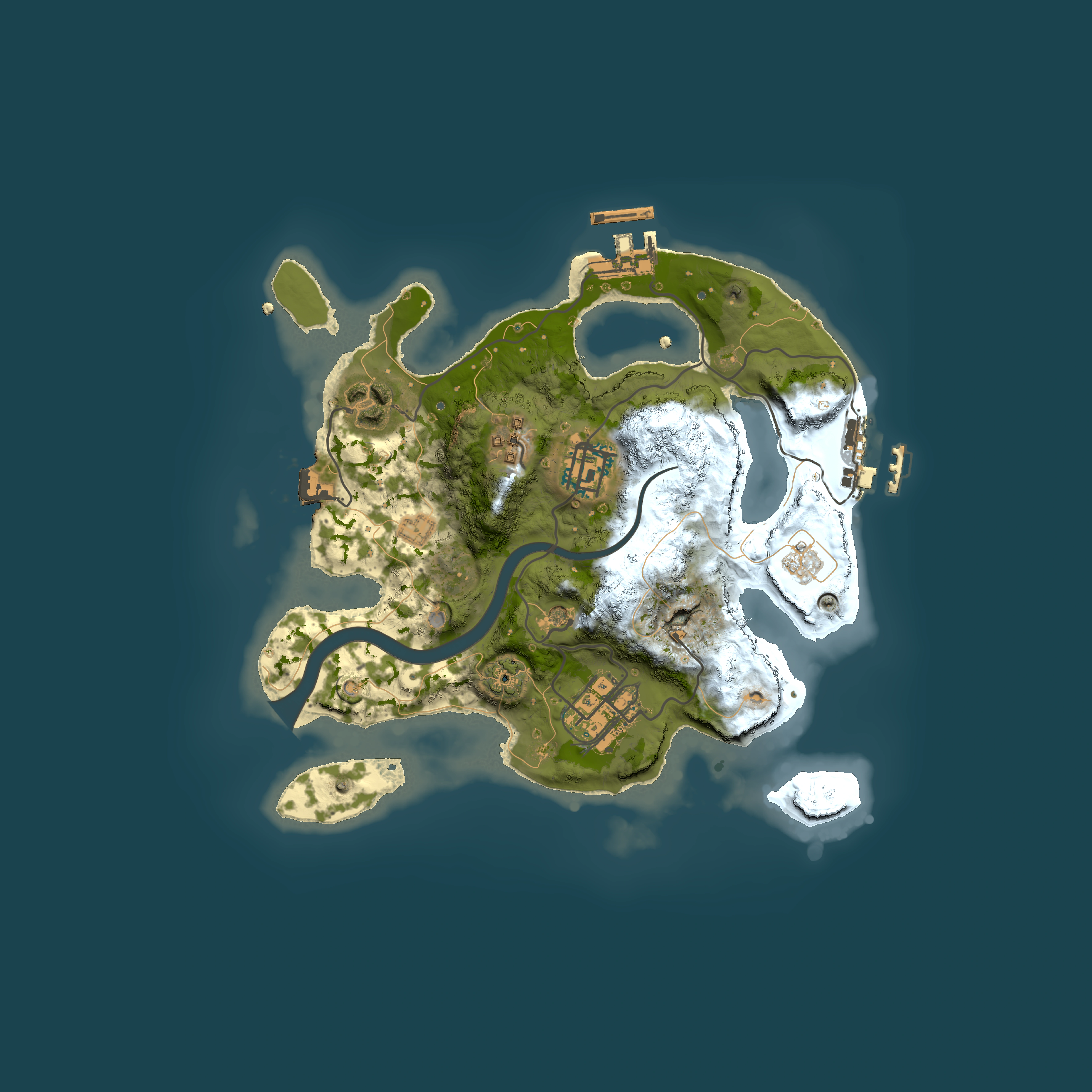 Full top-down render of Rust map seed 1268918663, 2500x2500m