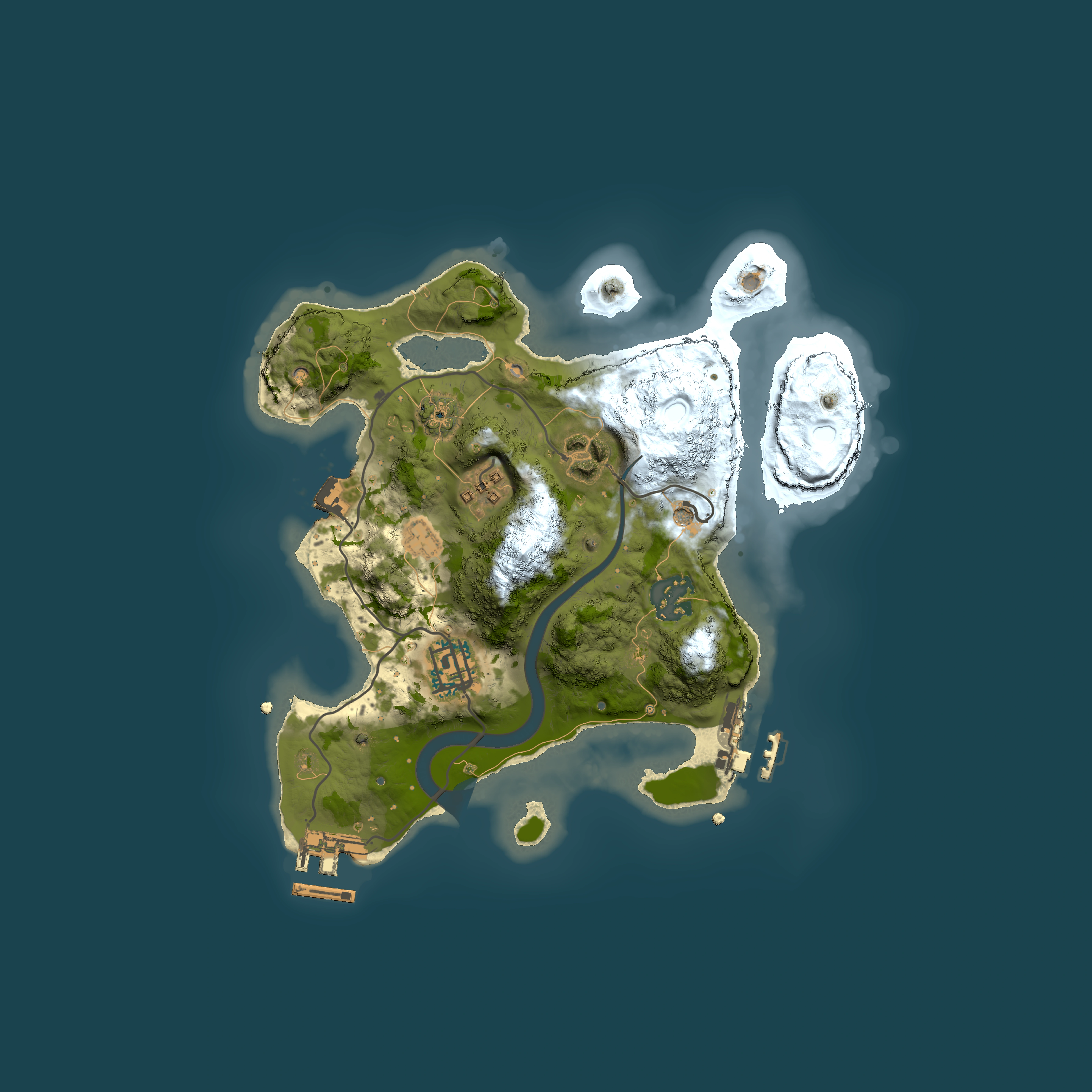 Full top-down render of Rust map seed 851962085, 2500x2500m