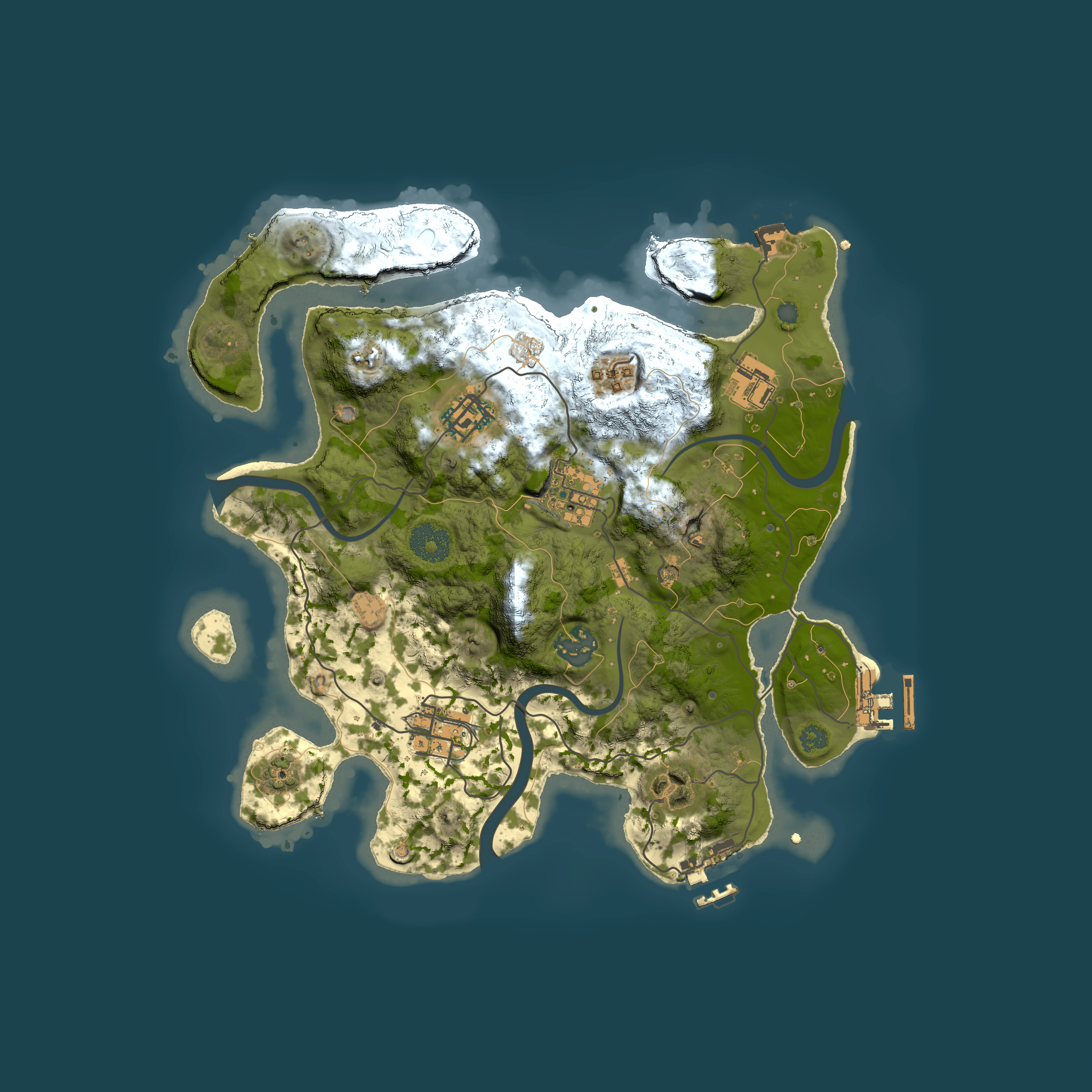 Full top-down render of Rust map seed 2092303295, 3000x3000m