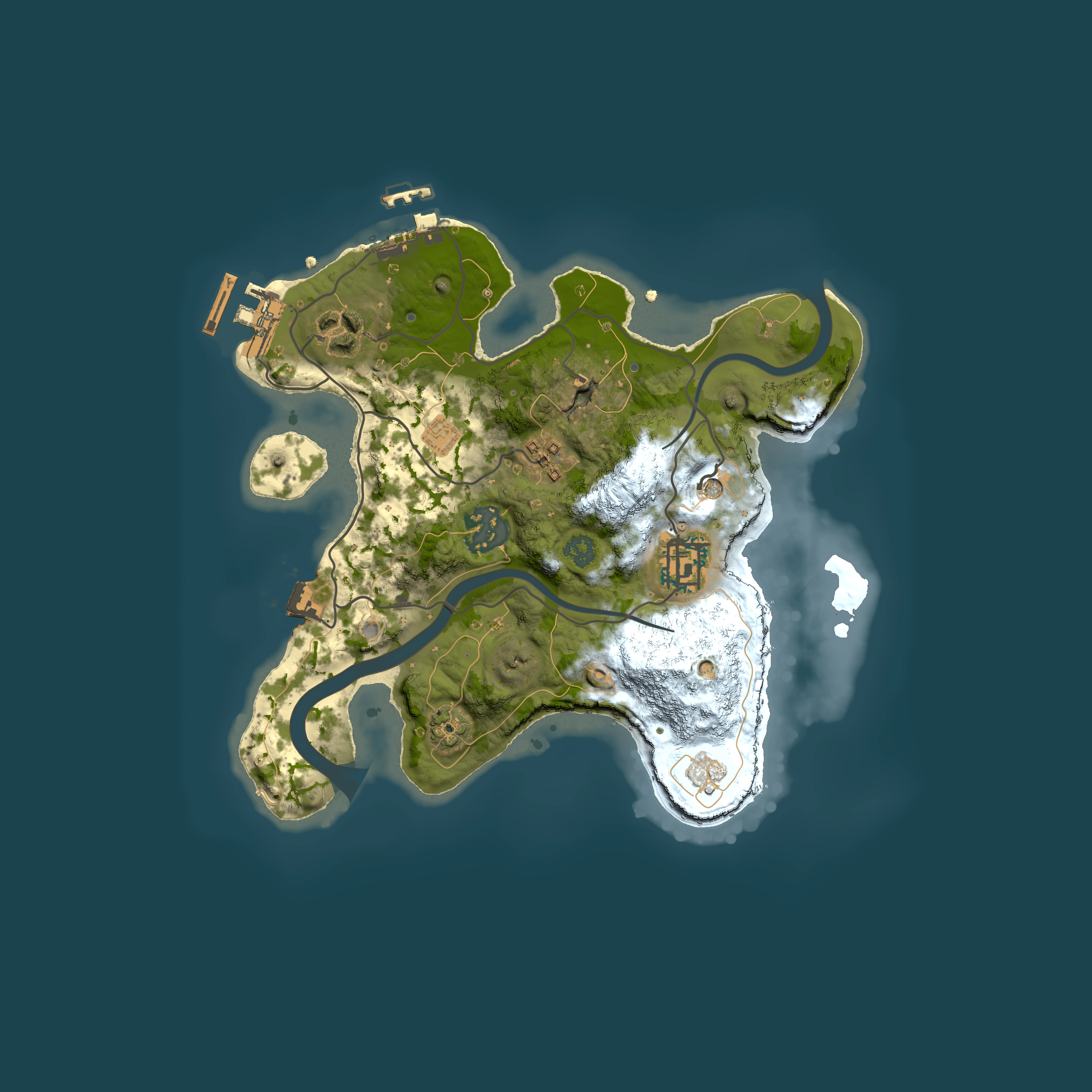 Full top-down render of Rust map seed 1009711651, 2500x2500m