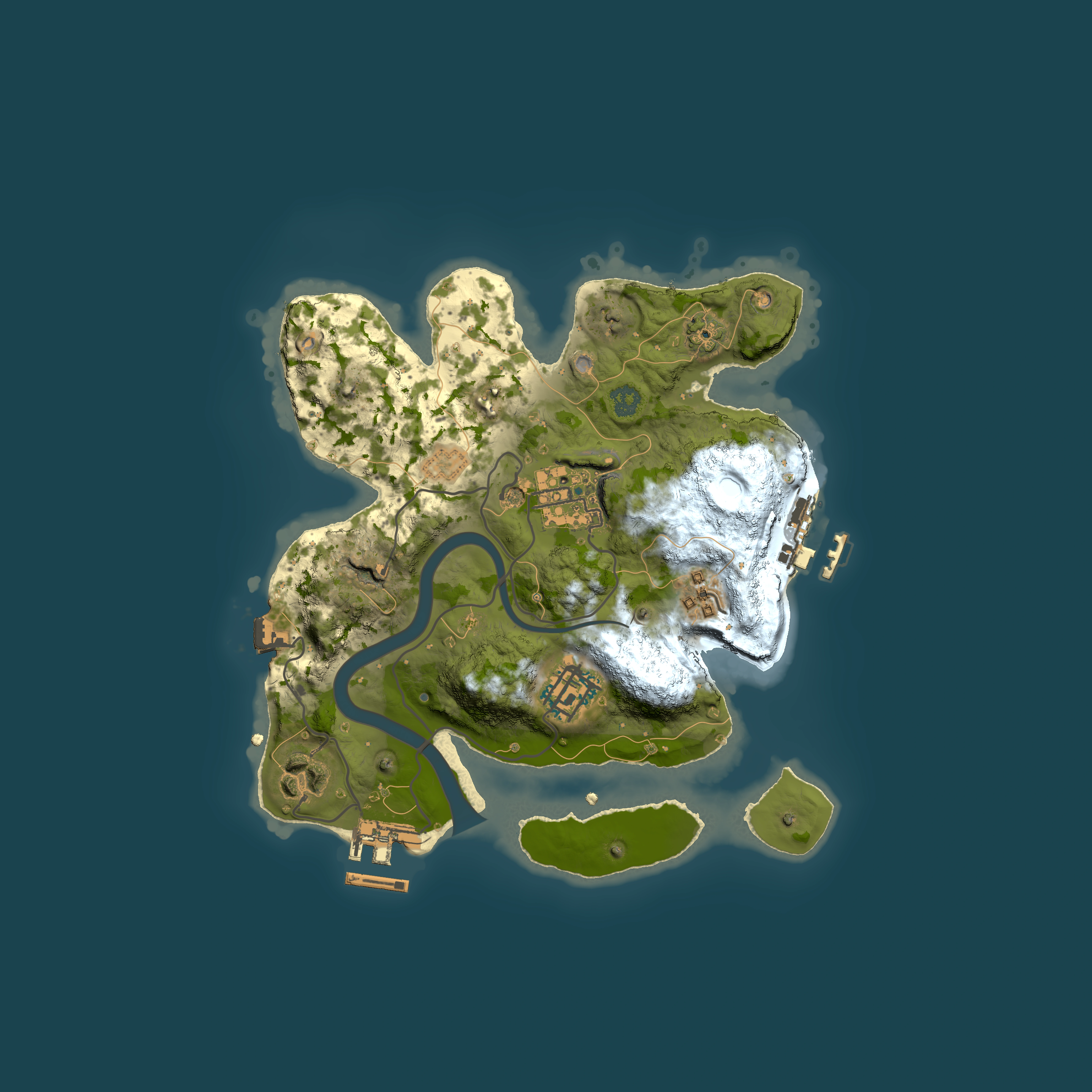 Full top-down render of Rust map seed 1216283580, 2500x2500m