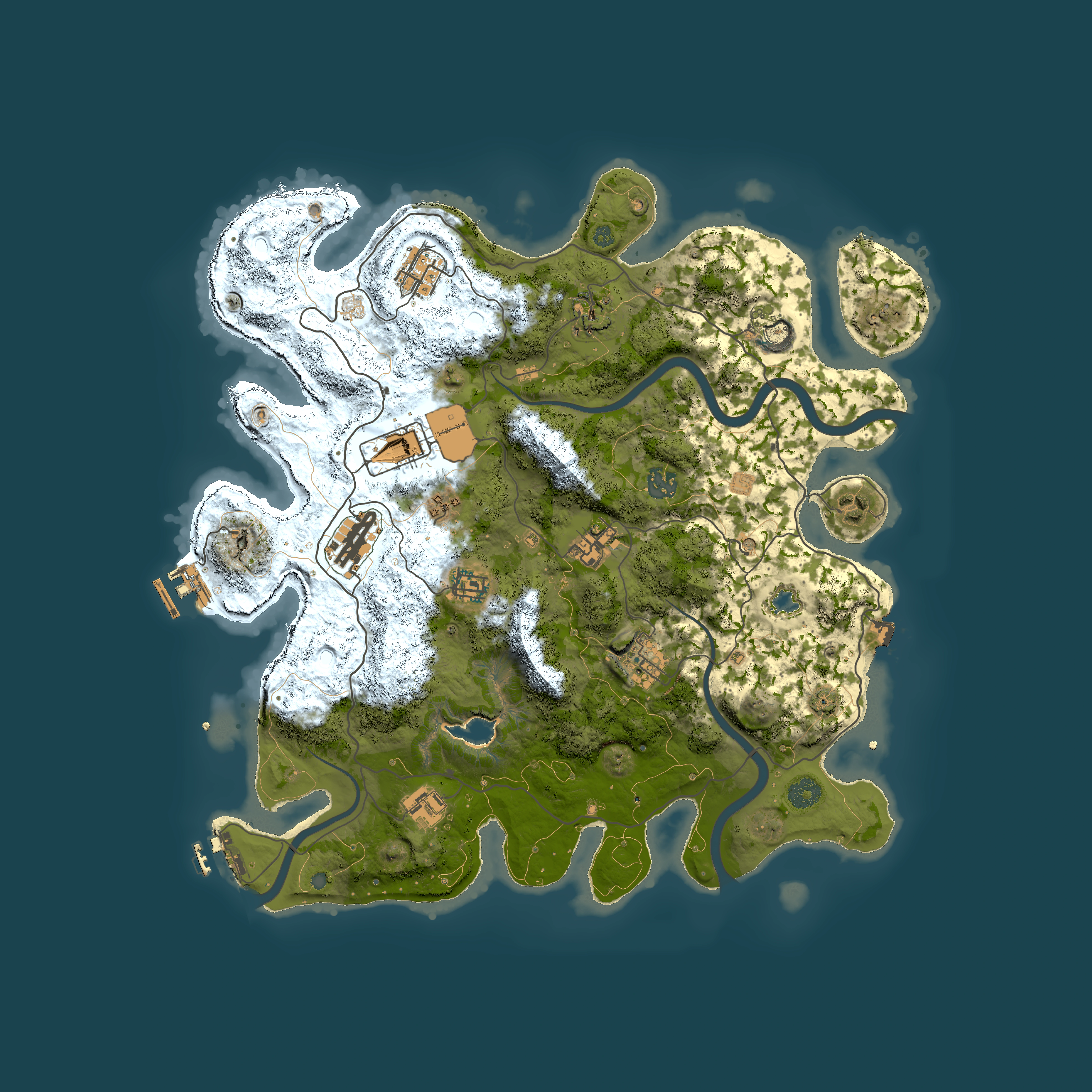Full top-down render of Rust map seed 991778395, 4000x4000m
