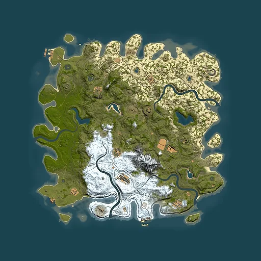 Rust map seed 2077829837, 5000x5000m top-down preview