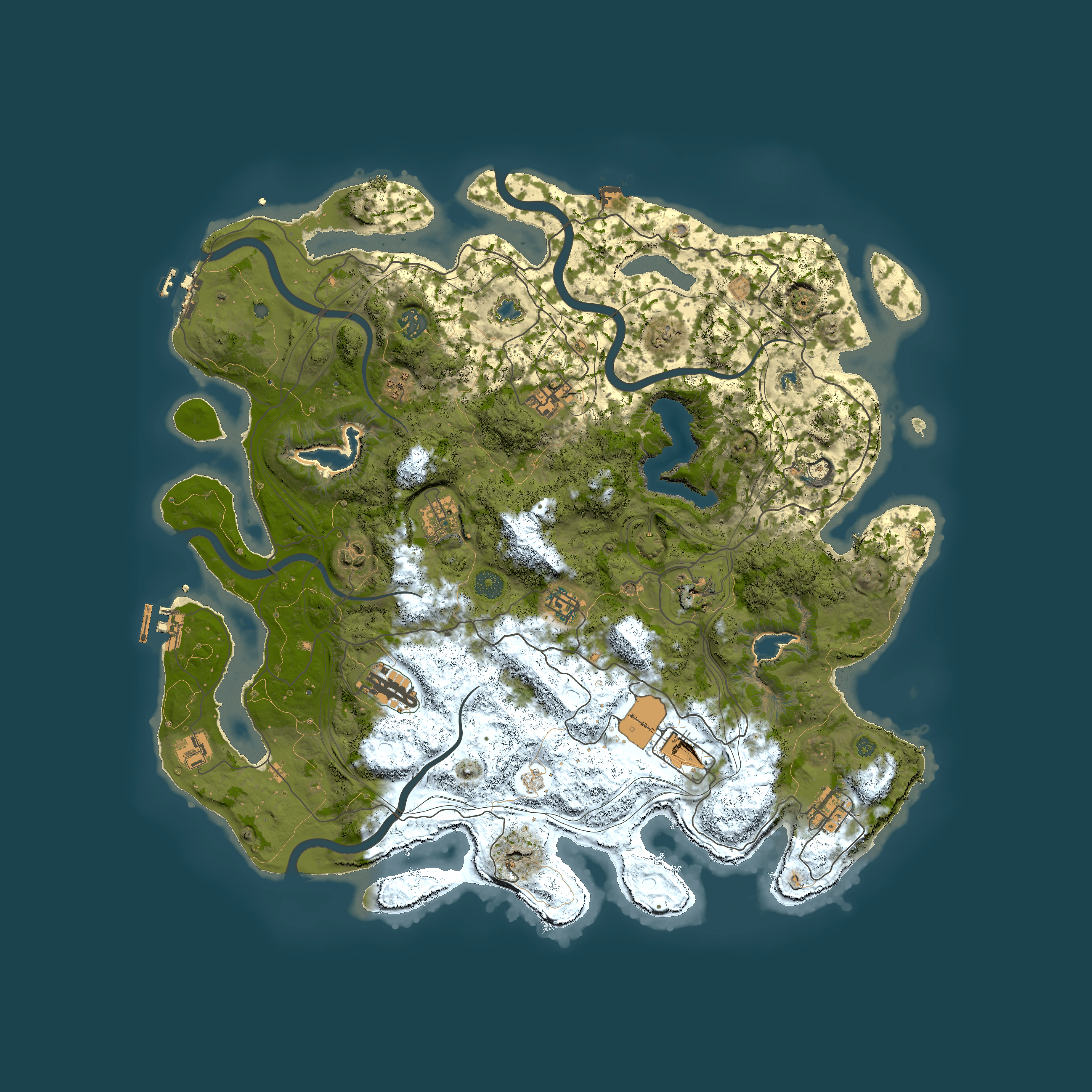 Full top-down render of Rust map seed 1610132696, 4500x4500m
