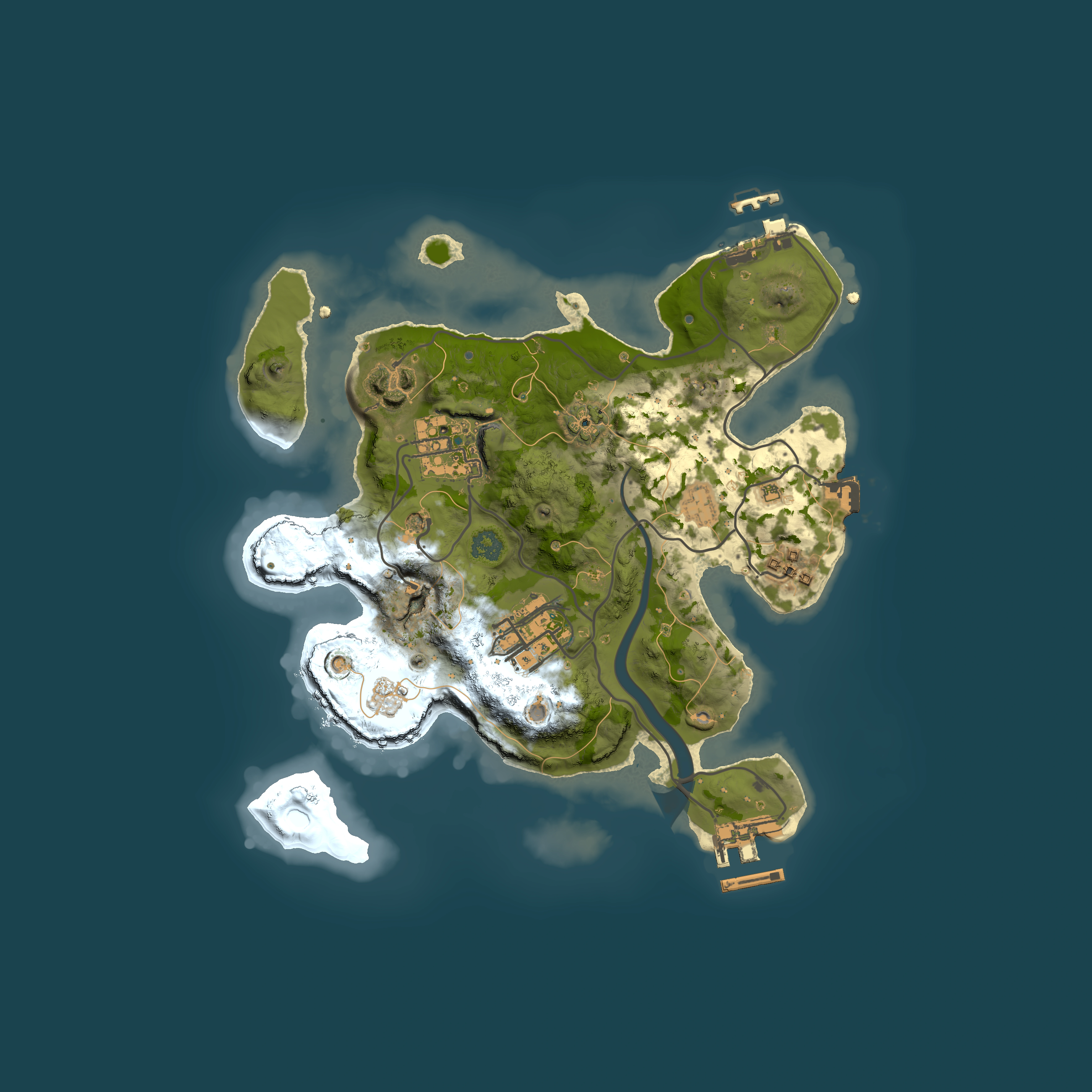 Full top-down render of Rust map seed 1277662409, 2500x2500m