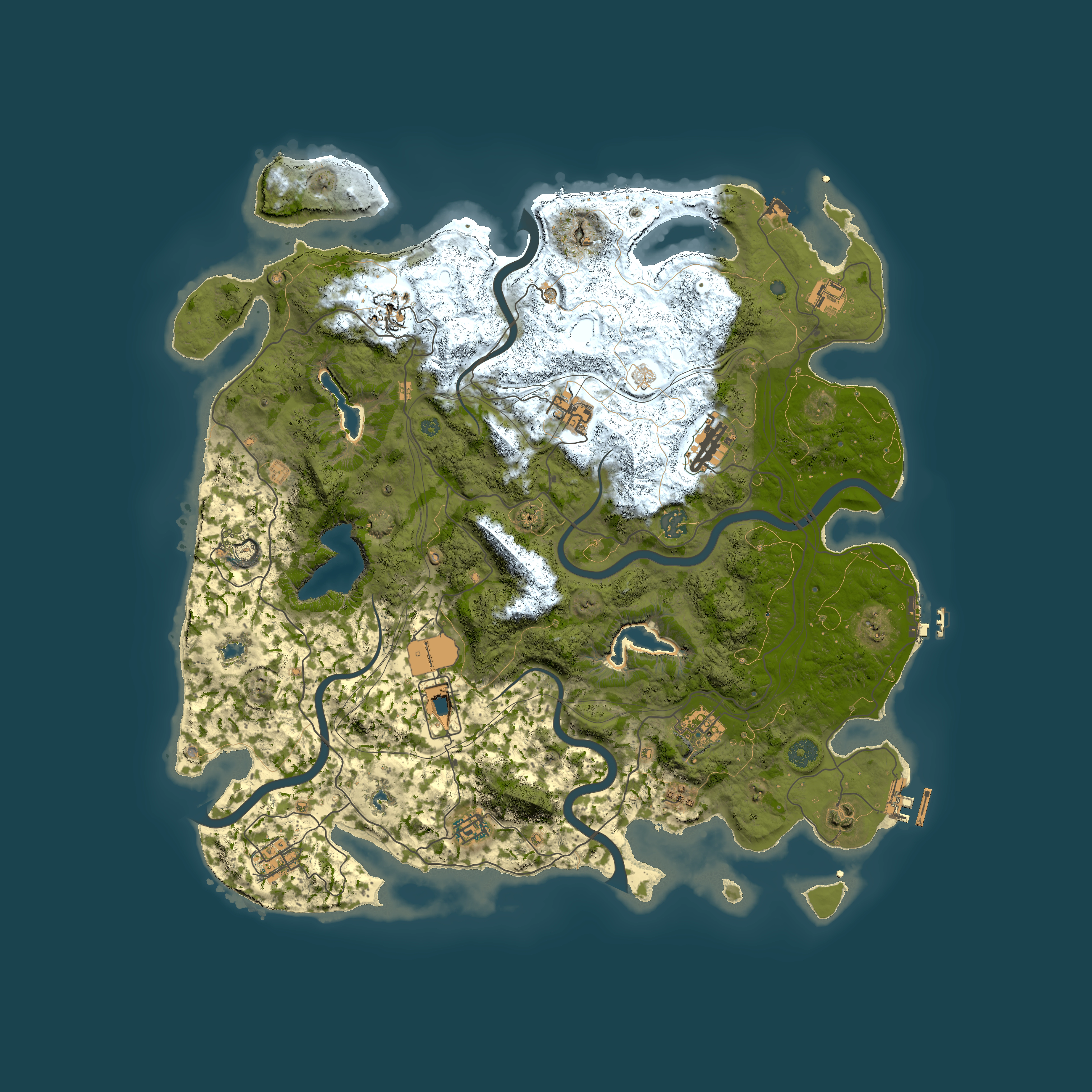 Full top-down render of Rust map seed 2065464521, 4500x4500m