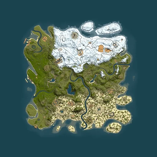 Rust map seed 1234736257, 4500x4500m top-down preview