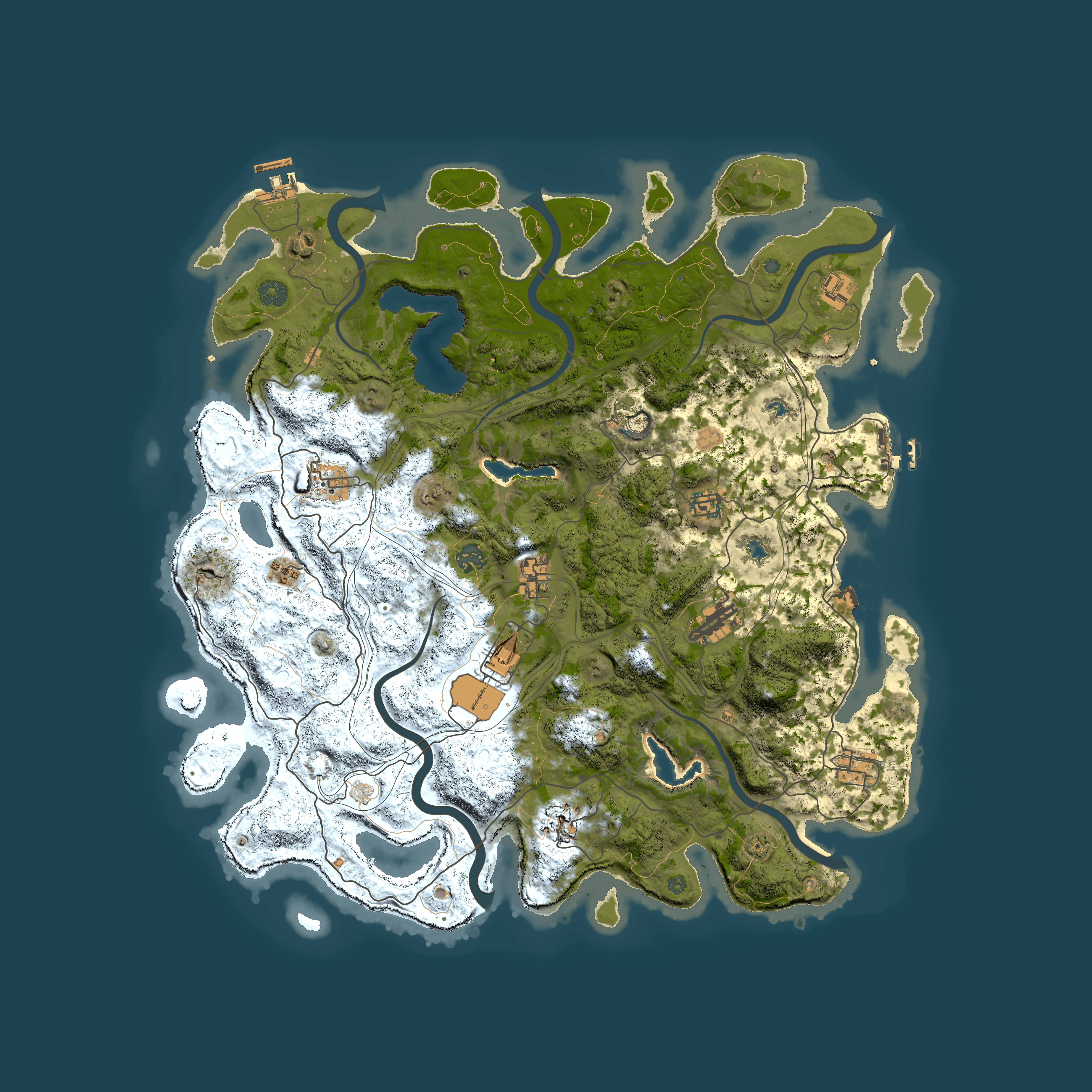 Full top-down render of Rust map seed 205824832, 4500x4500m
