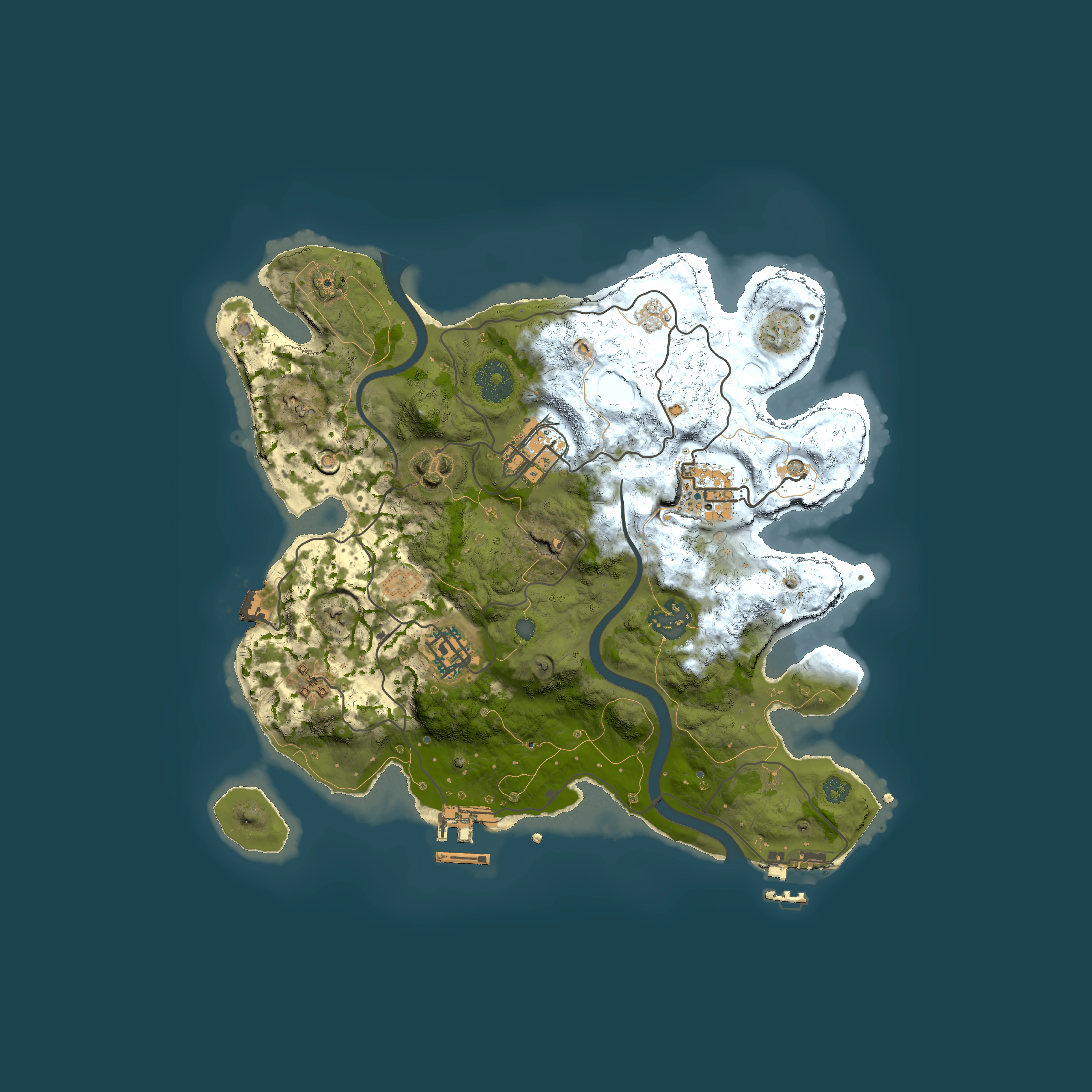 Full top-down render of Rust map seed 1131516868, 3000x3000m