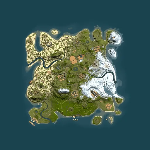 Rust map seed 1133827283, 3500x3500m top-down preview