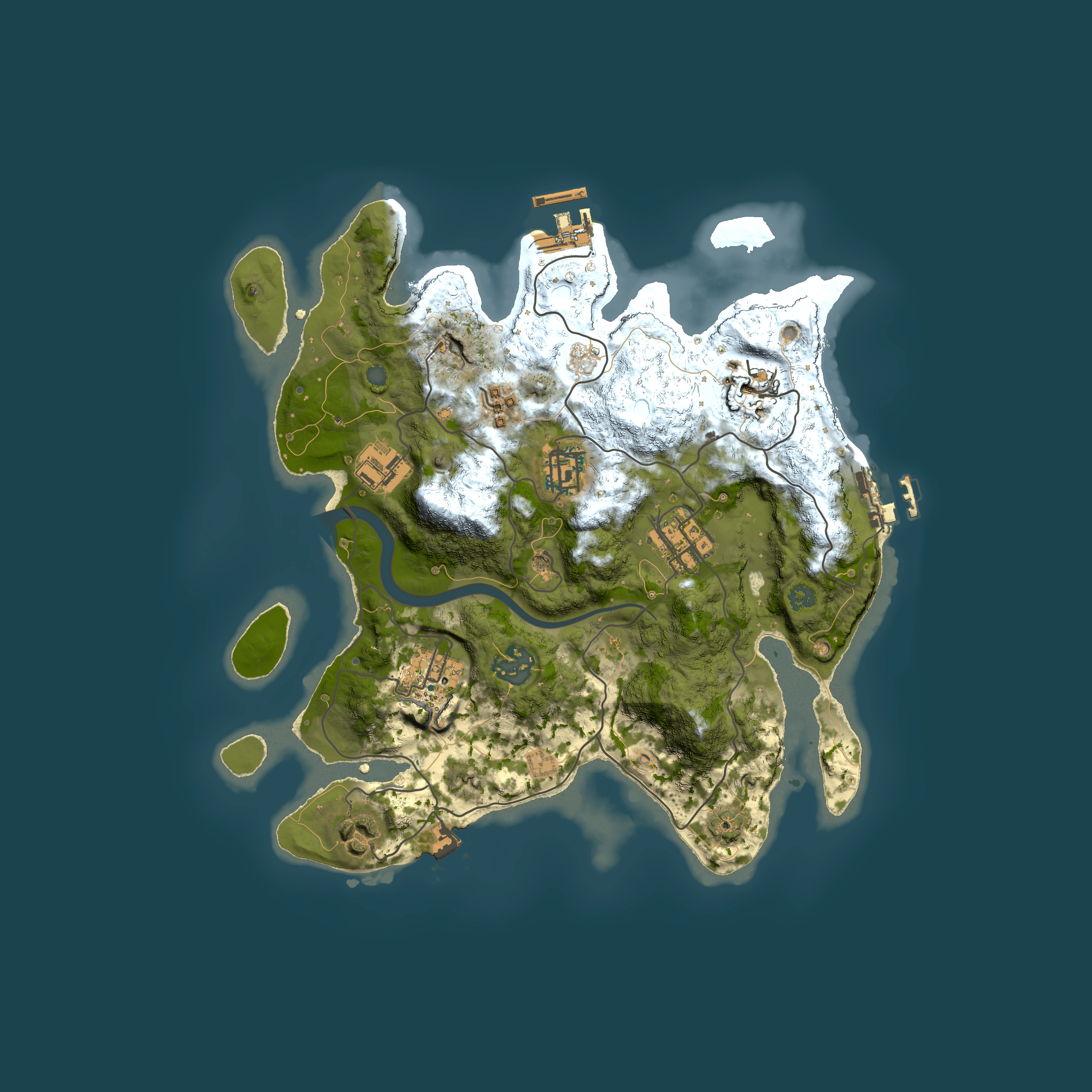 Full top-down render of Rust map seed 1135549843, 3000x3000m