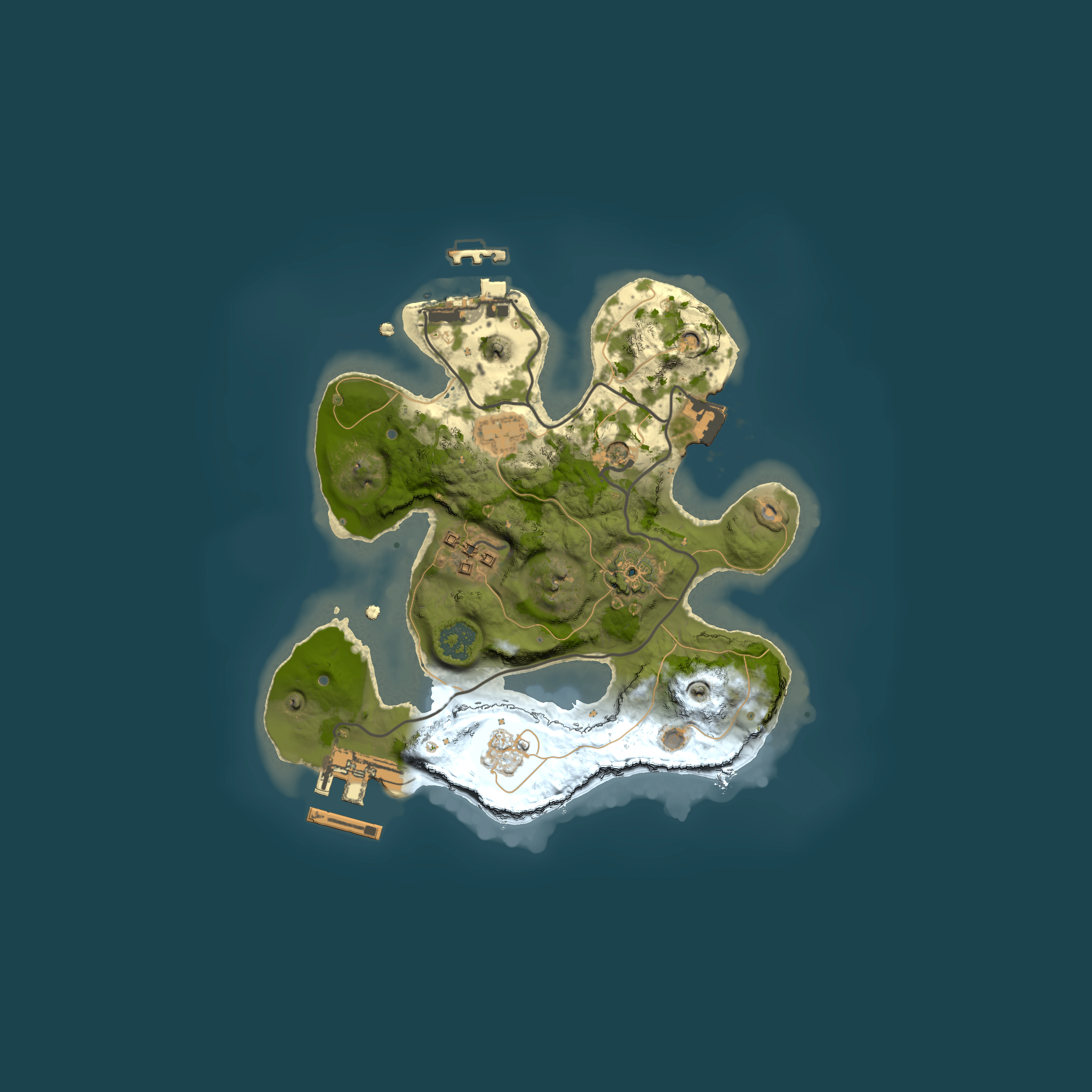 Full top-down render of Rust map seed 1460365990, 2000x2000m