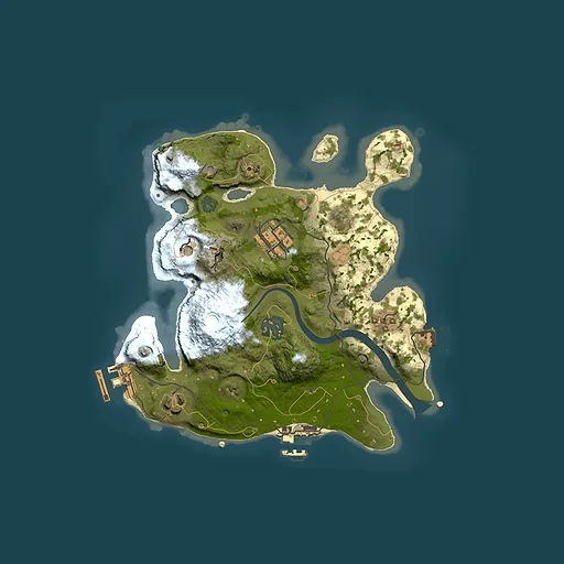 Rust map seed 1045543458, 2500x2500m top-down preview