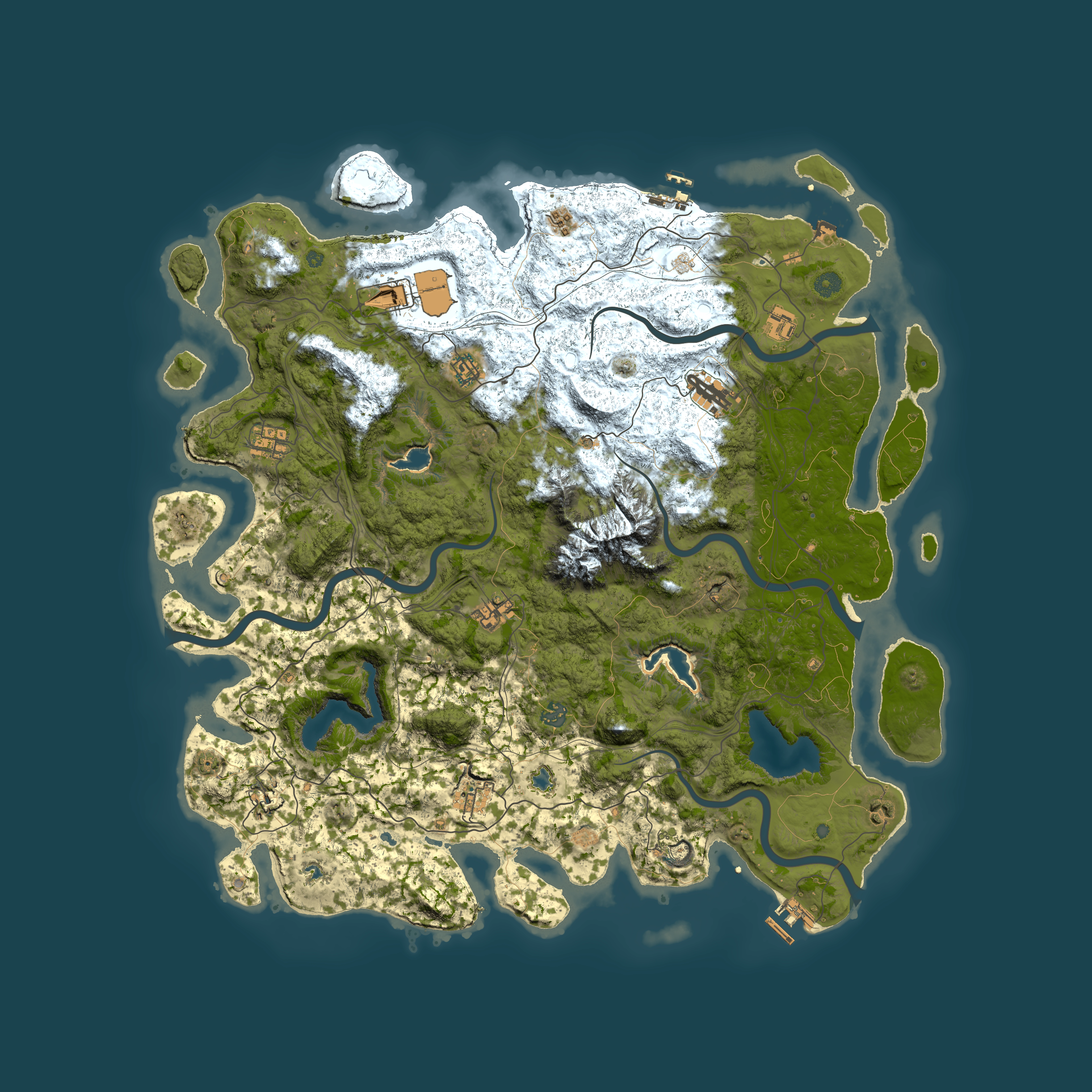 Full top-down render of Rust map seed 901322586, 5000x5000m