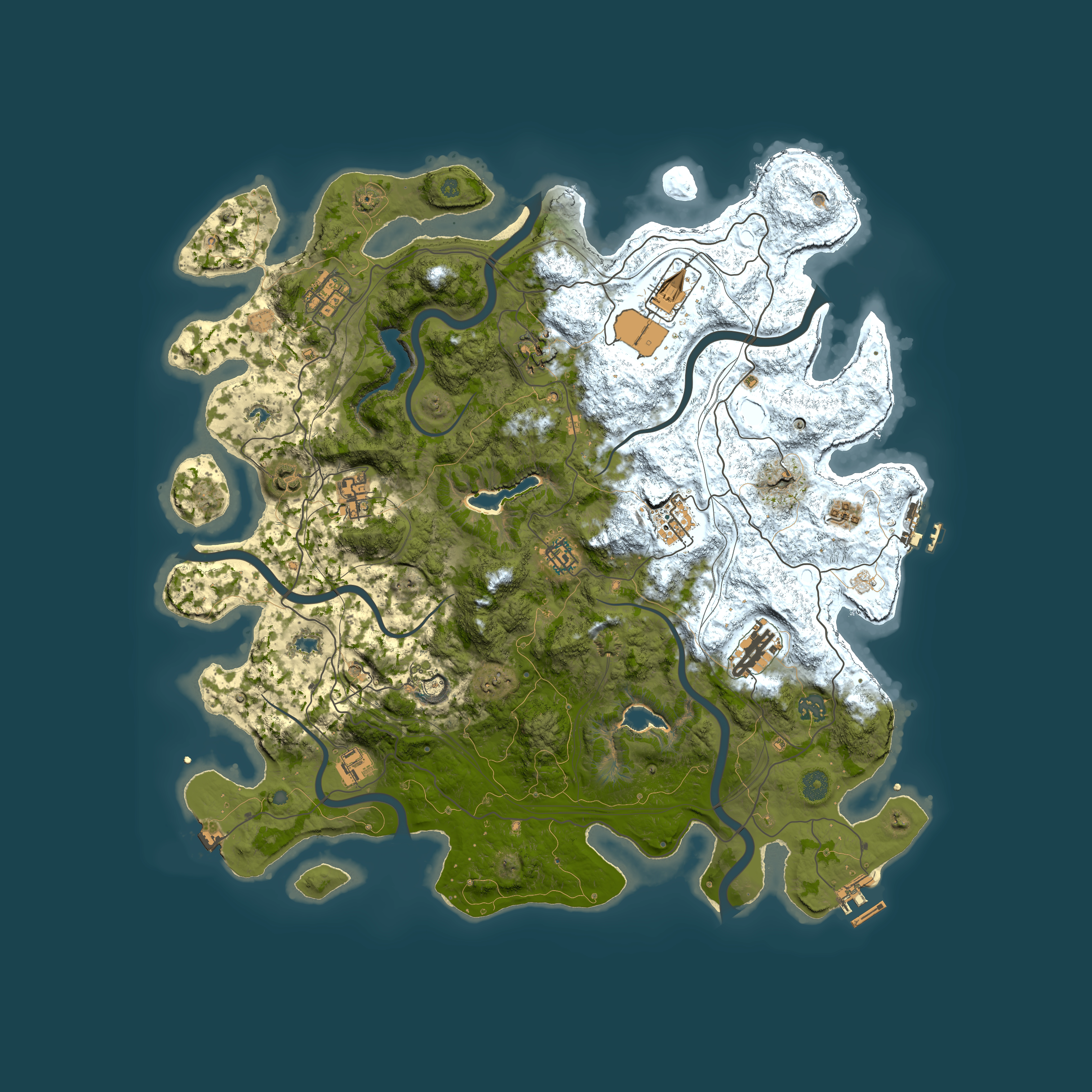 Full top-down render of Rust map seed 1943880160, 4500x4500m