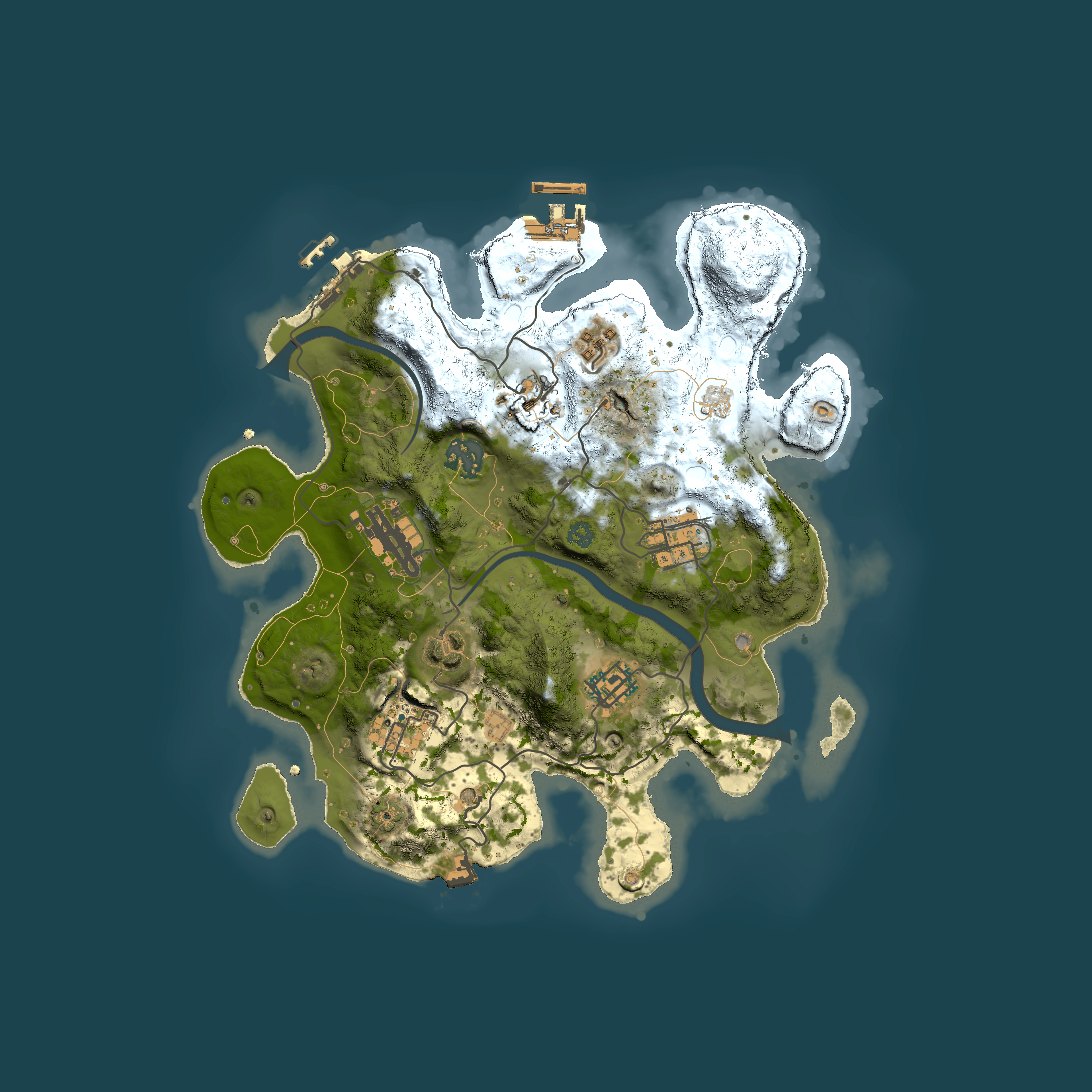 Full top-down render of Rust map seed 1315467, 3000x3000m