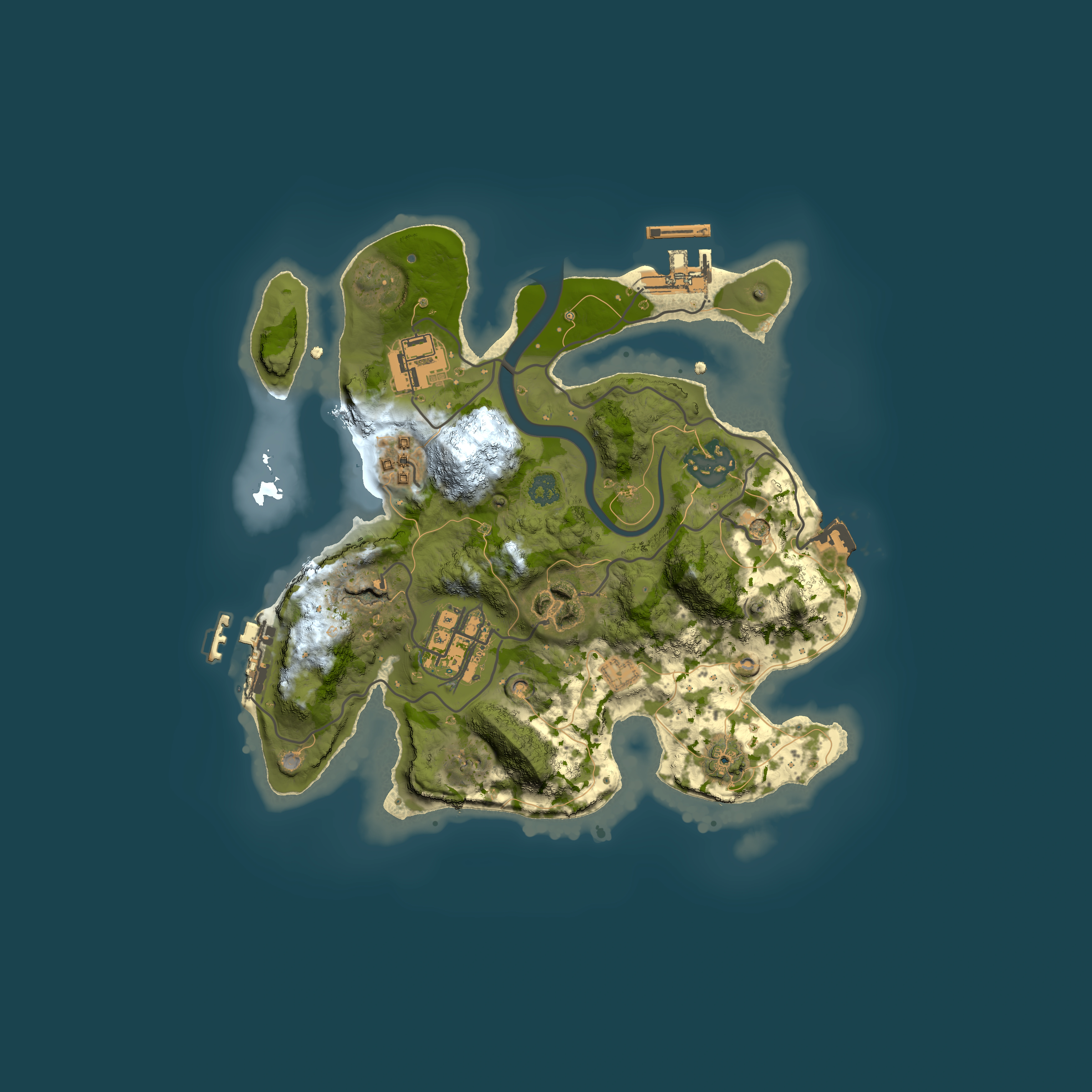 Full top-down render of Rust map seed 1216404123, 2500x2500m