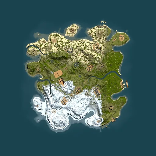 Rust map seed 1058734850, 3500x3500m top-down preview