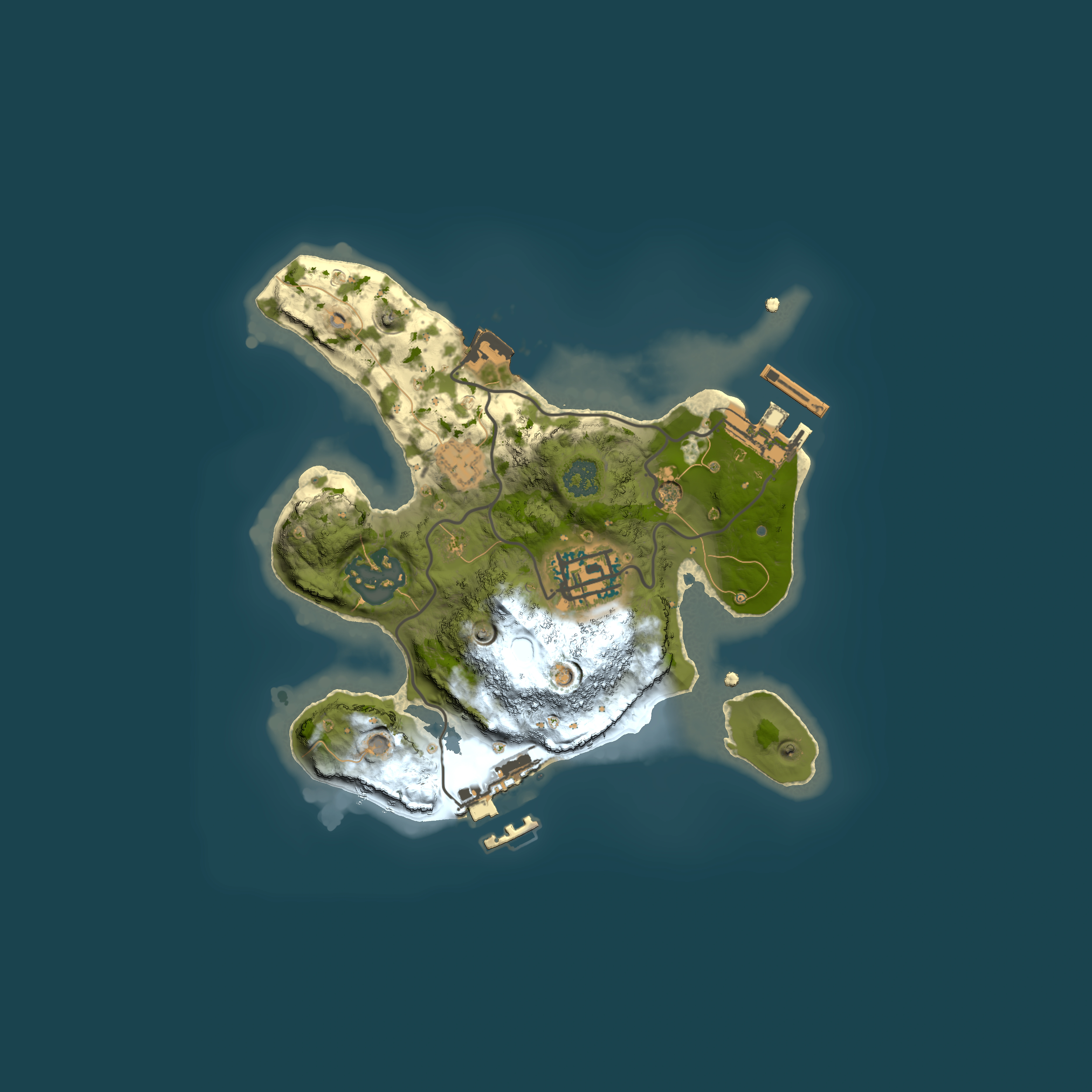 Full top-down render of Rust map seed 2128338545, 2000x2000m