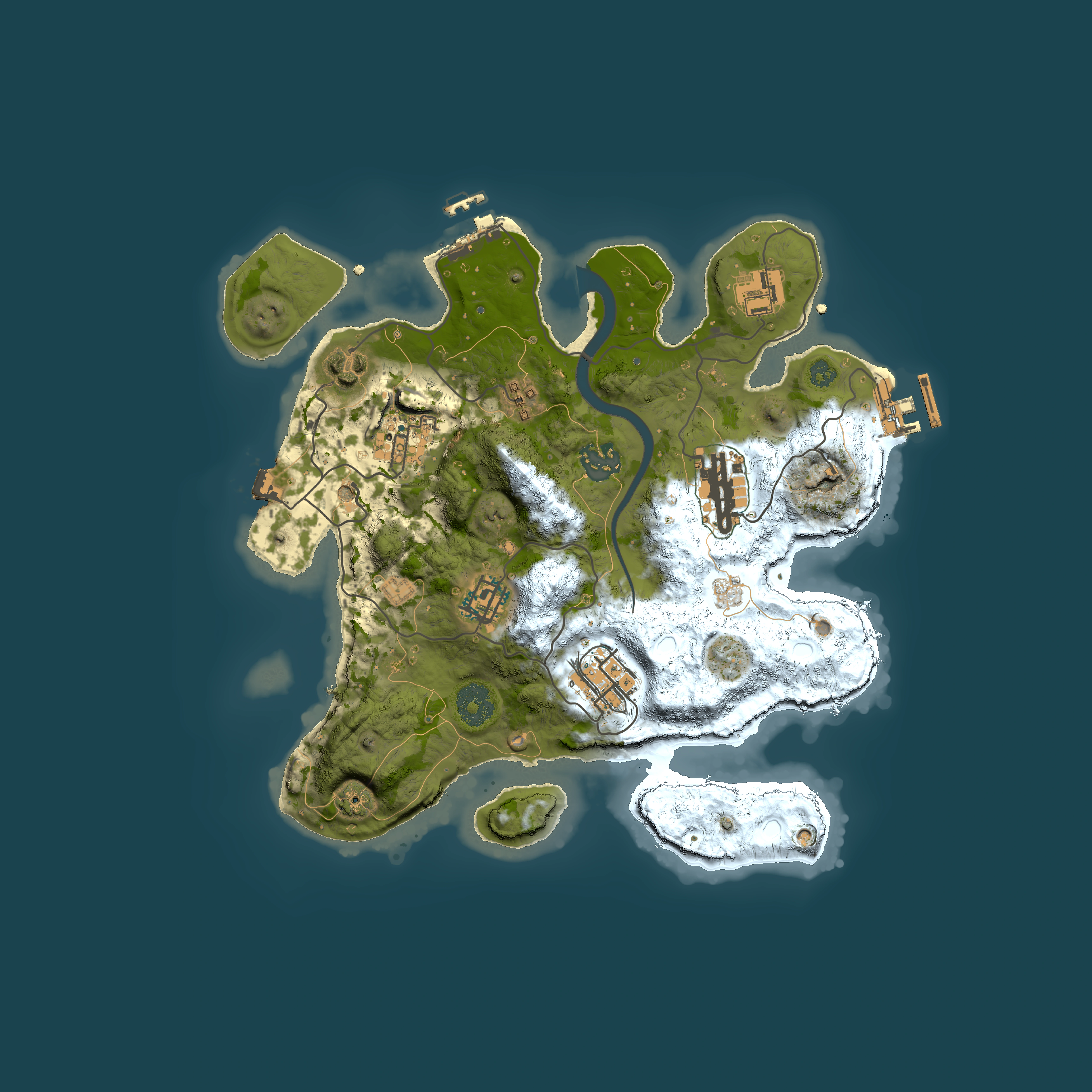 Full top-down render of Rust map seed 740042265, 3000x3000m