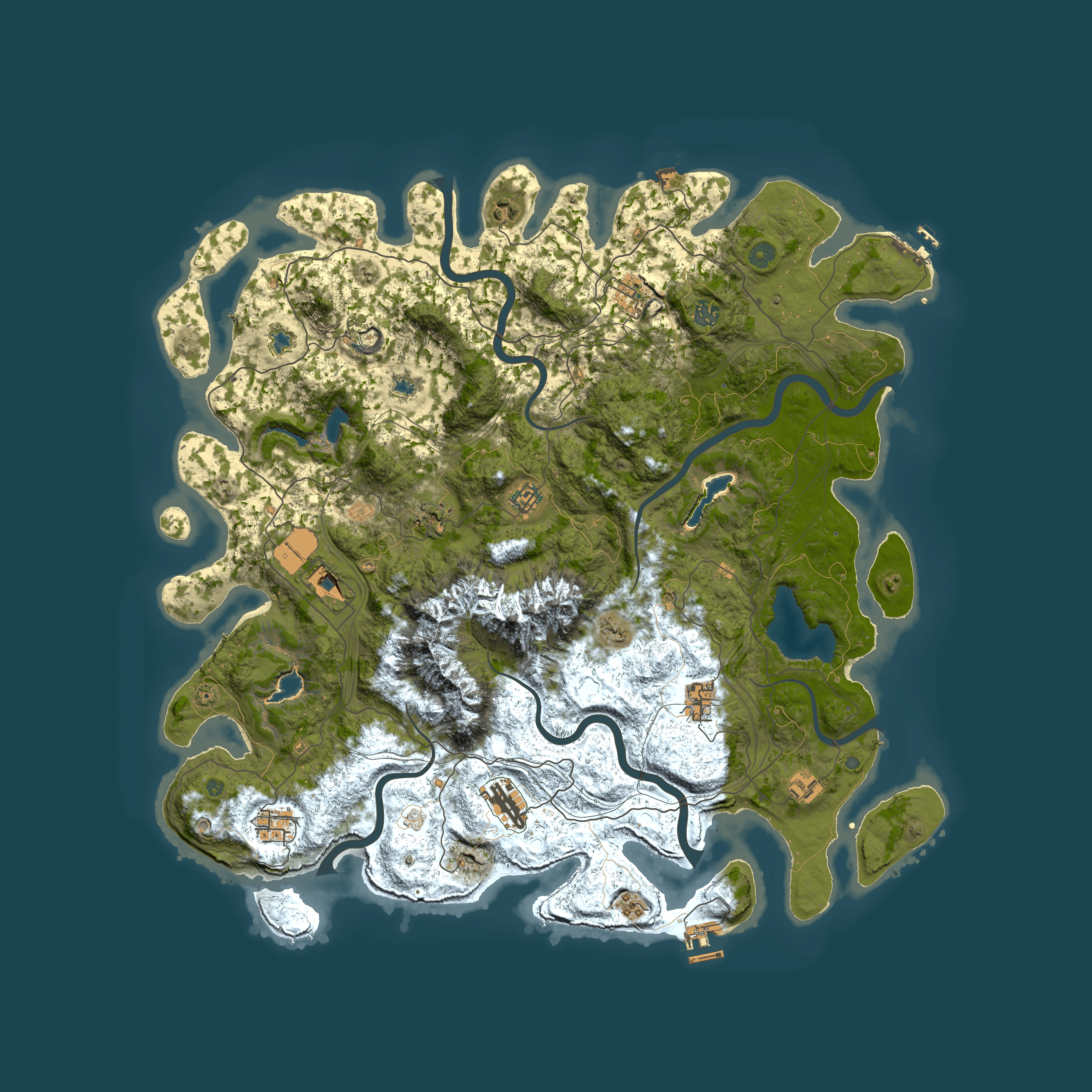 Full top-down render of Rust map seed 1280229670, 5000x5000m