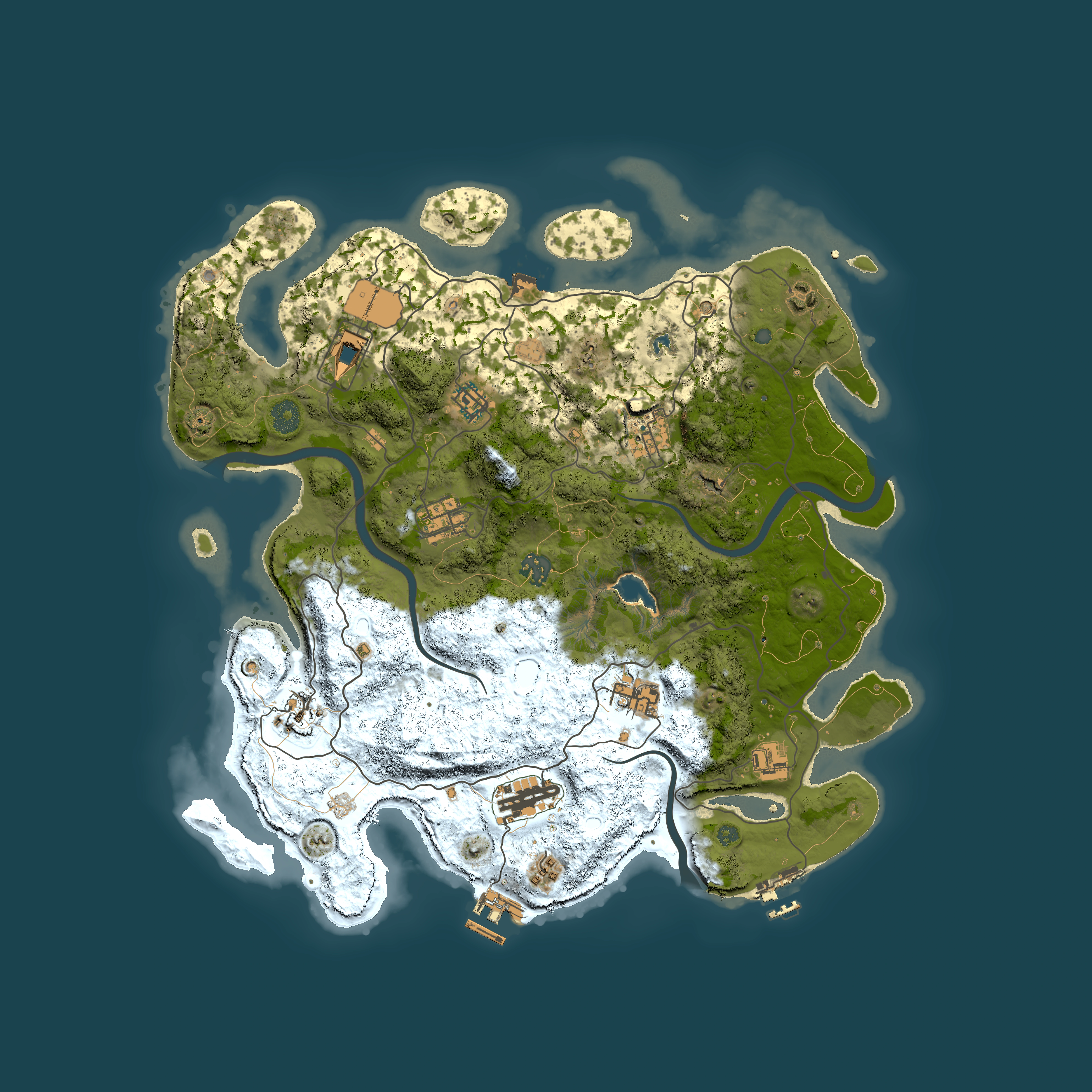Full top-down render of Rust map seed 1119549800, 4000x4000m