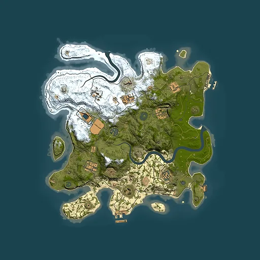 Rust map seed 2036918814, 3500x3500m top-down preview