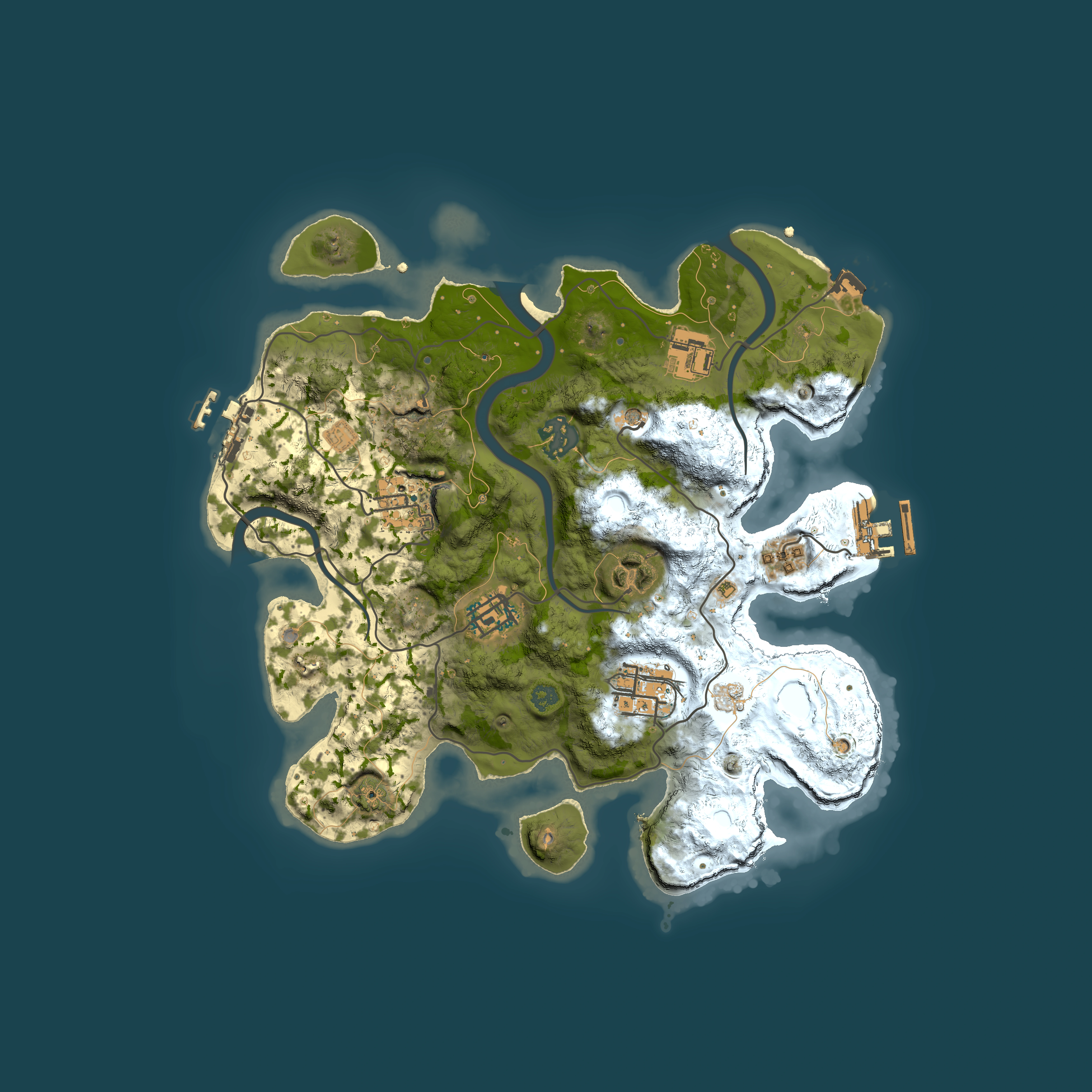 Full top-down render of Rust map seed 1671719479, 3000x3000m